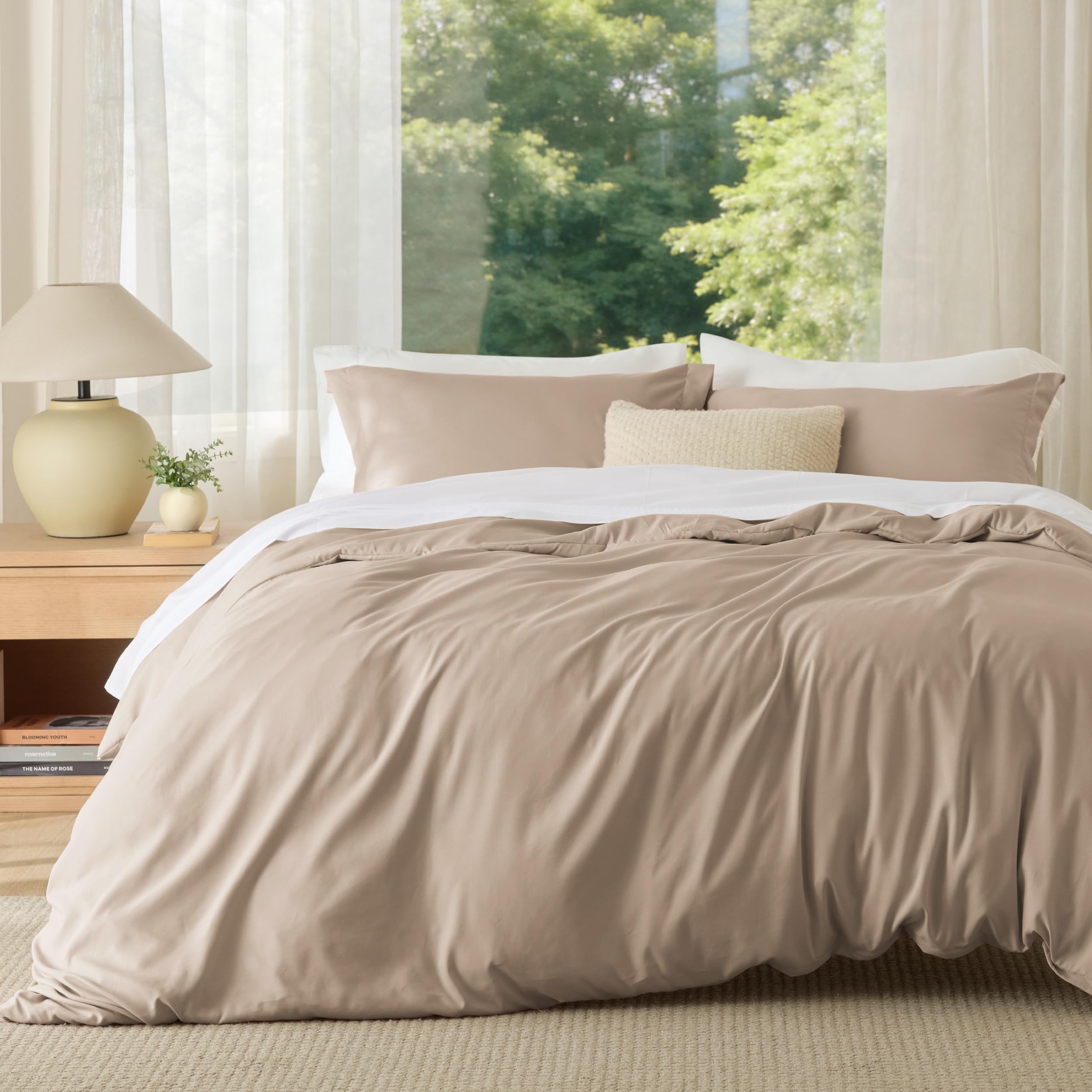 Bedsure Duvet Cover King Size, 3Pcs Double Brushed Bedding Set, Light Brown