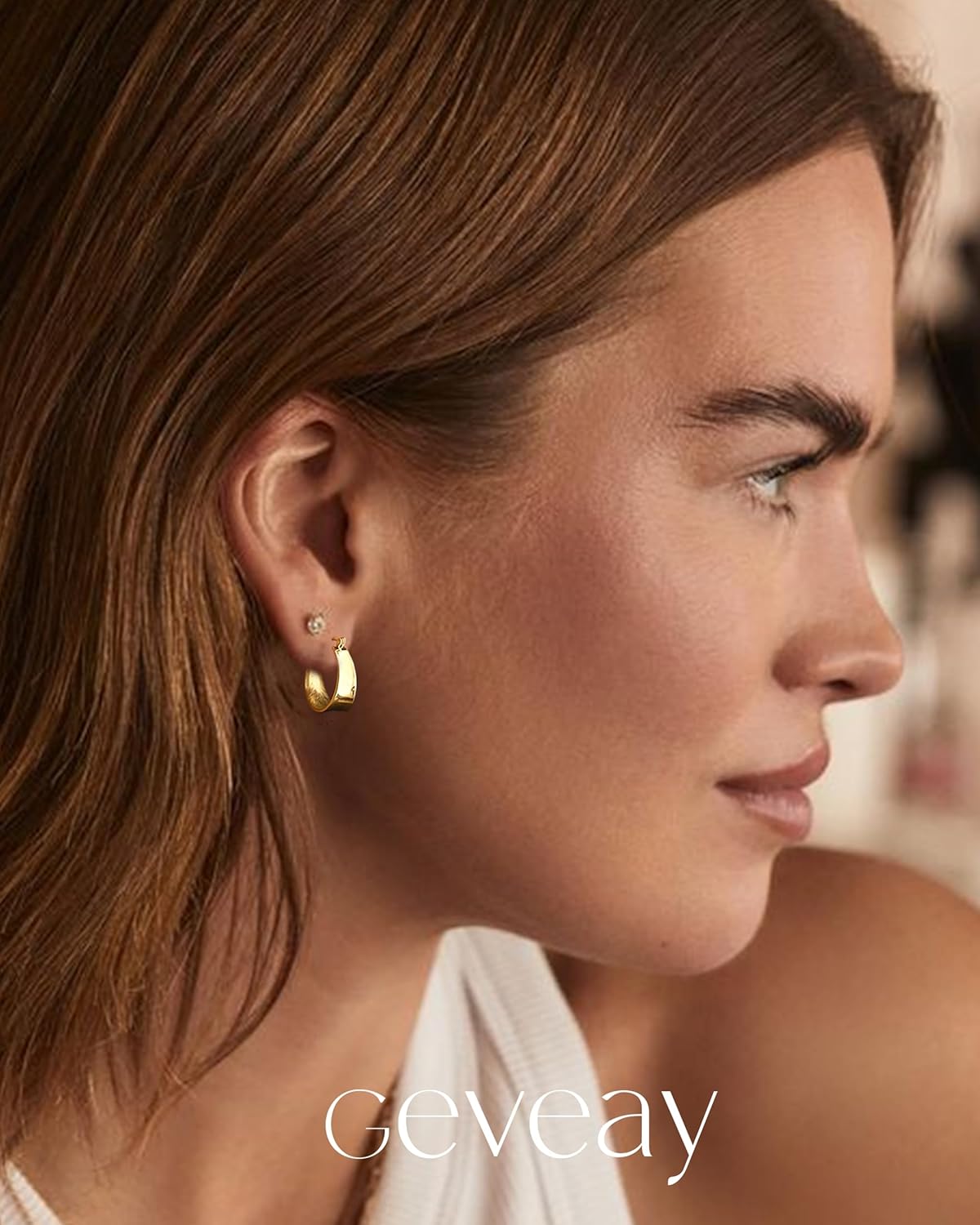 9mm Wide 925 Sterling Silver Earrings Hoop for Women Hypoallergenic 14K Gold Plated Hoop Earrings Lightweight Thick Chunky Hoop Earrings 20/25/30mm - Image 3