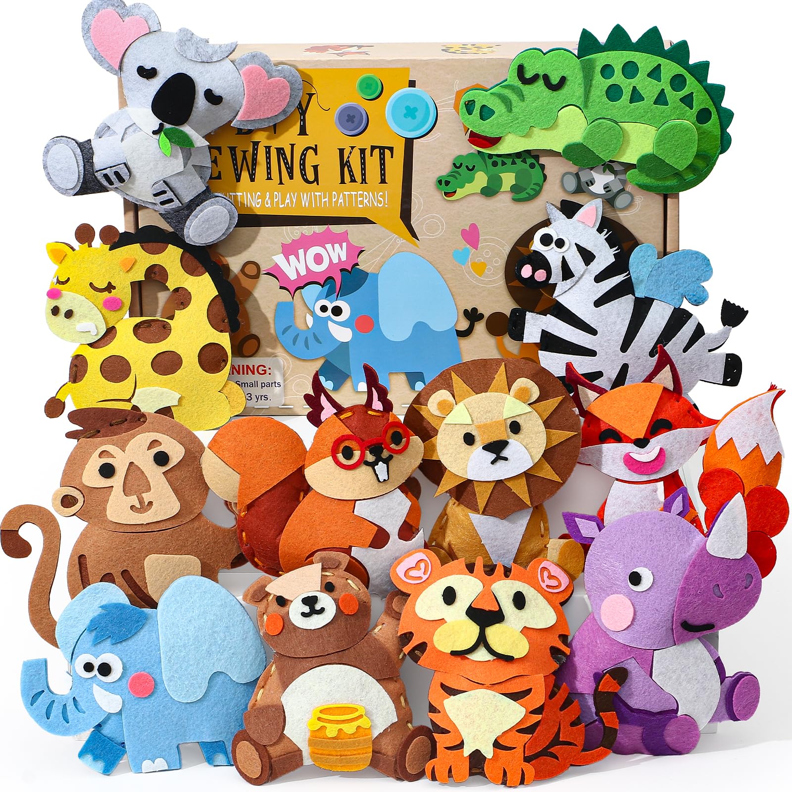 Toylink Kit Couture Enfant, Kit Créatif Bricolage avec 12 Feutres & Aiguilles Plastique, Cadeau 5-10 Ans Fille Garçon