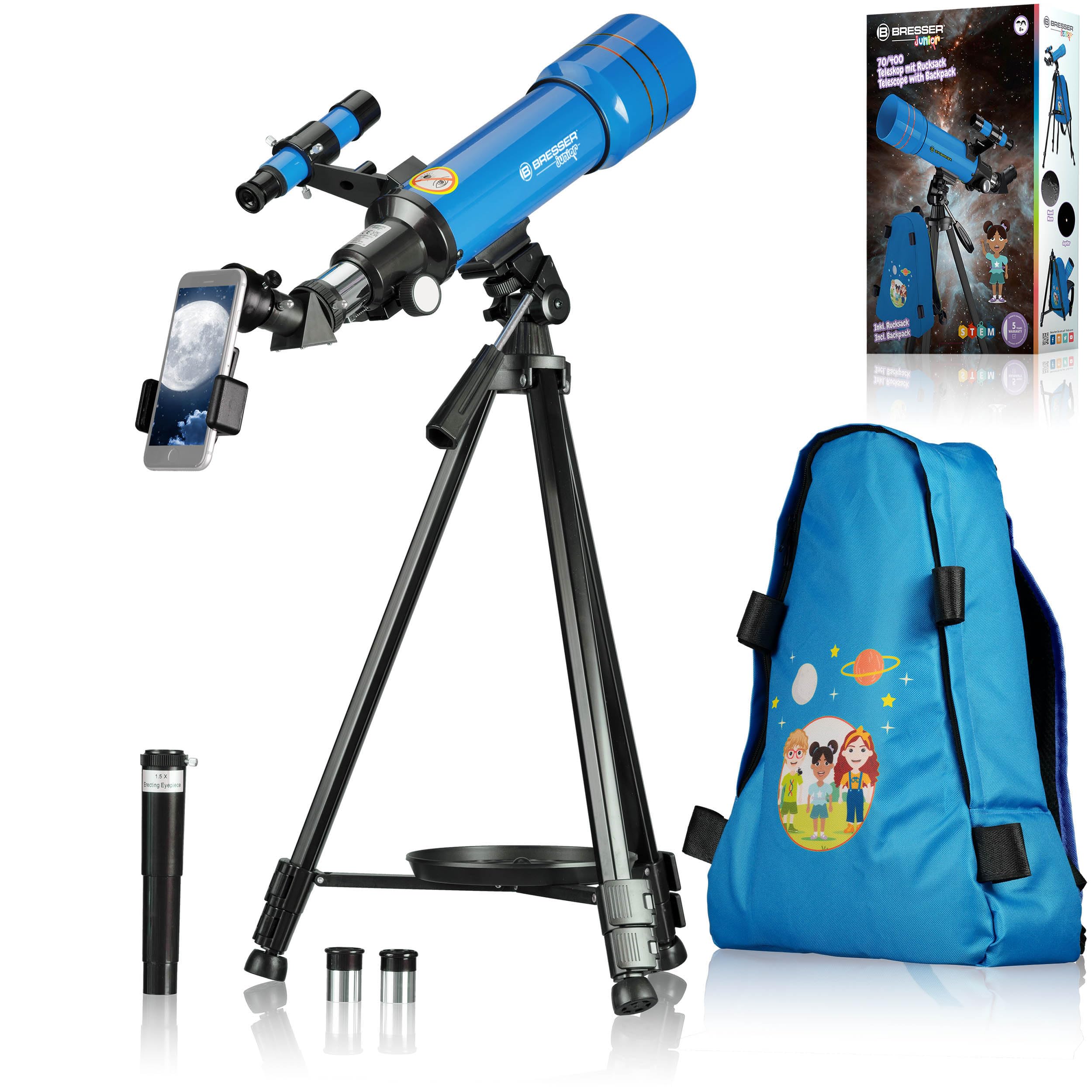 BRESSER 70/400 Telescope for Kids with Backpack and Accessories, Night Sky Observation