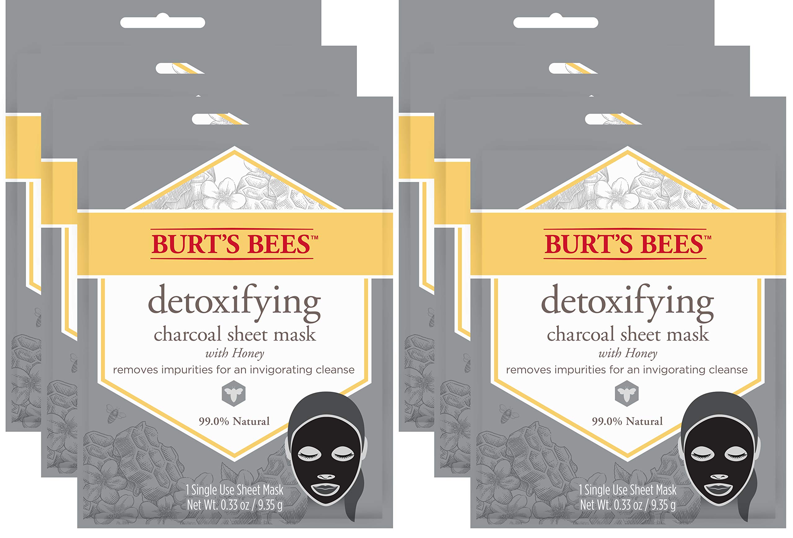 Burt's Bees Detoxifying Charcoal Facial Sheet Mask, Single Use Face Mask, 1 Count (Package May Vary)