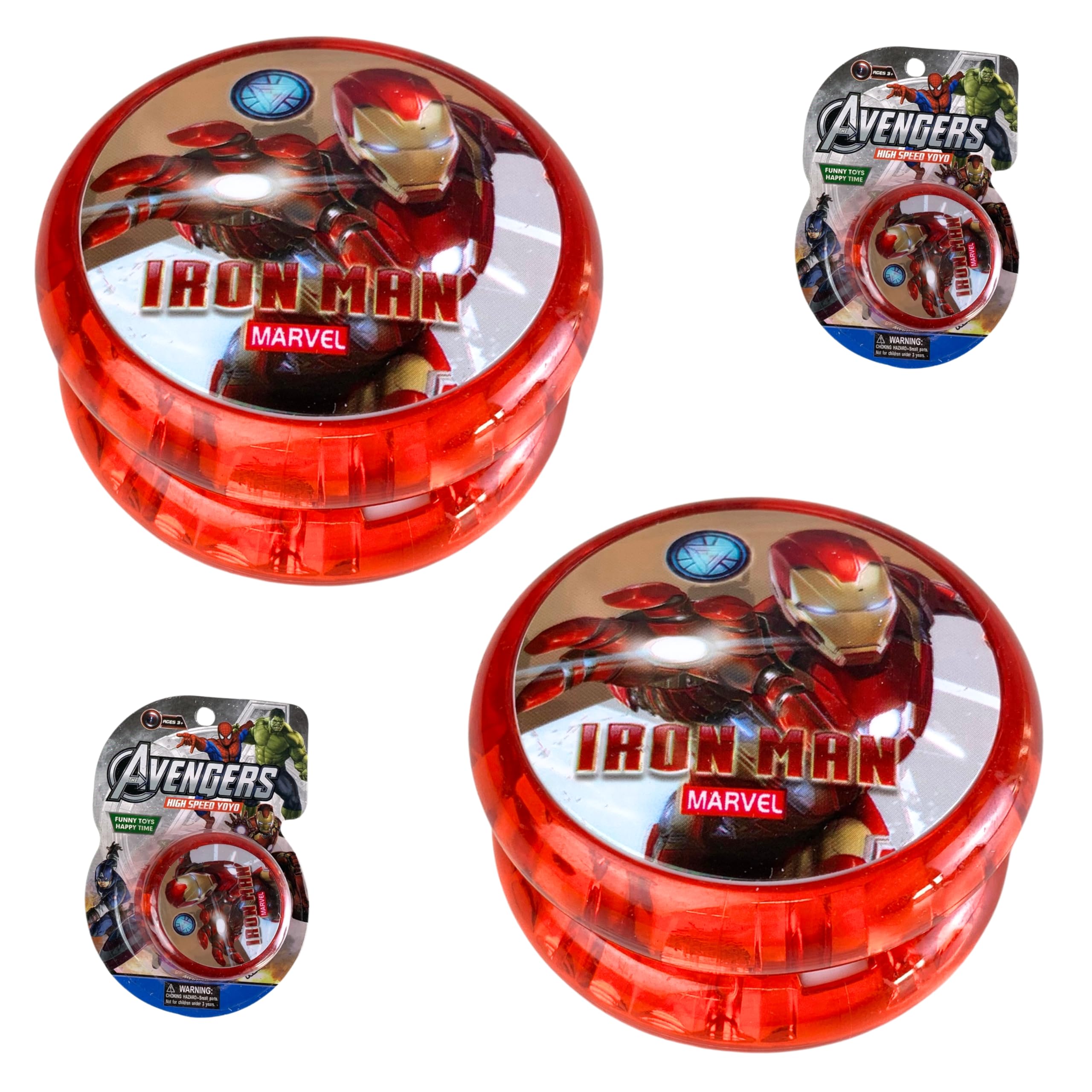 2Pcs Avengers Ironman Kids Light Up Yoyo Toy 5.5cm, Beginner Responsive Yo-Yo with LED Lights, Strong String Trick YoYo