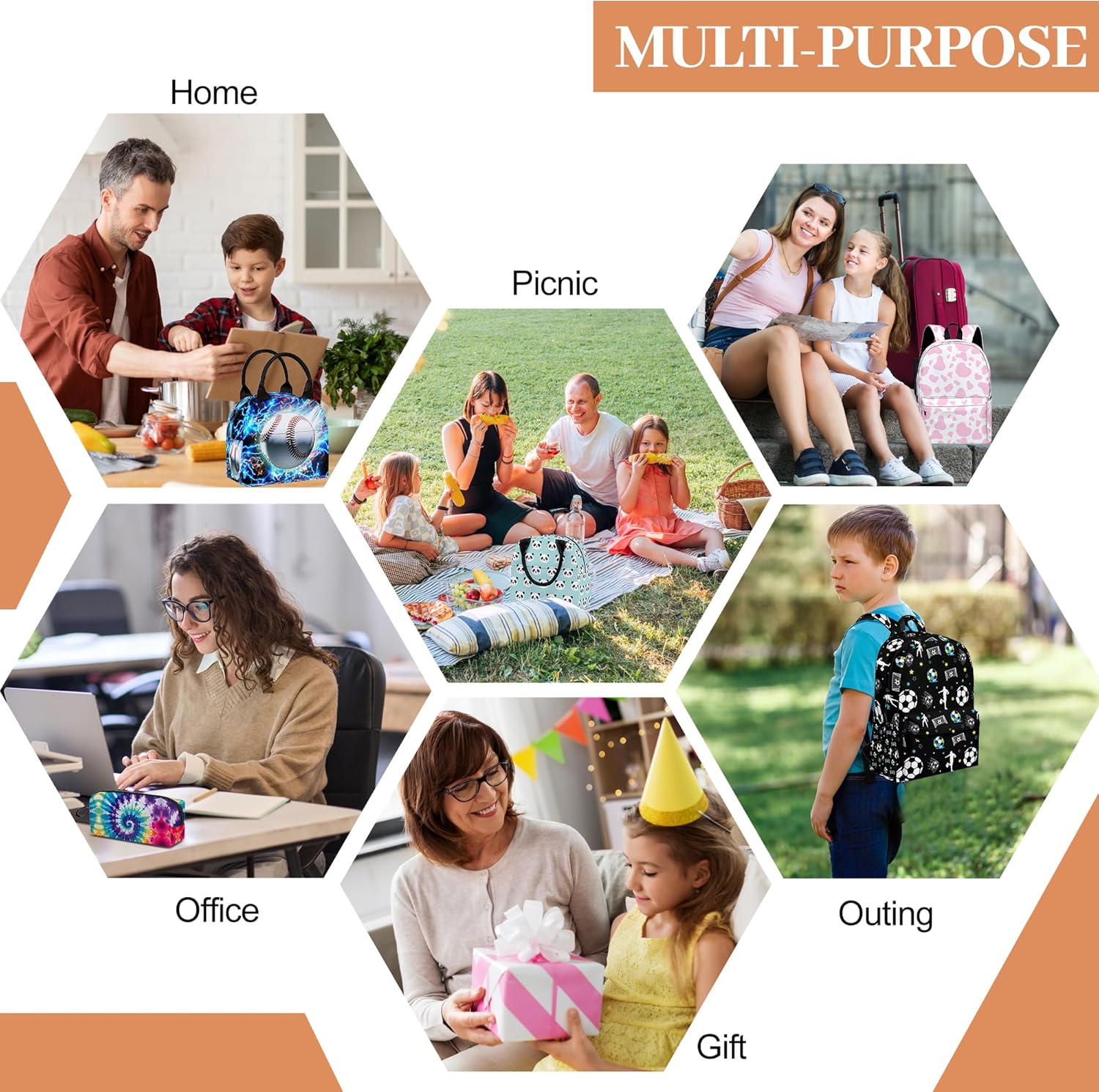 3PCs Backpack for Boys Girls Back To School, Kids Backpack for Teens Elementary Middle High School Students, Large Capacity 17 Inch Bookbags with Lunch Box and Pencil Case (Basketball) - Image 7