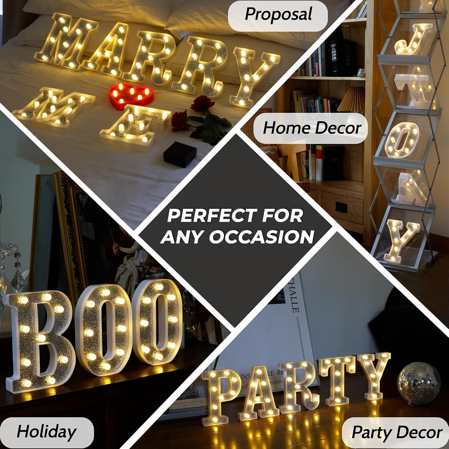 Glitter Silver LED Letter Lights Marquee Light Up Letters - A image 4