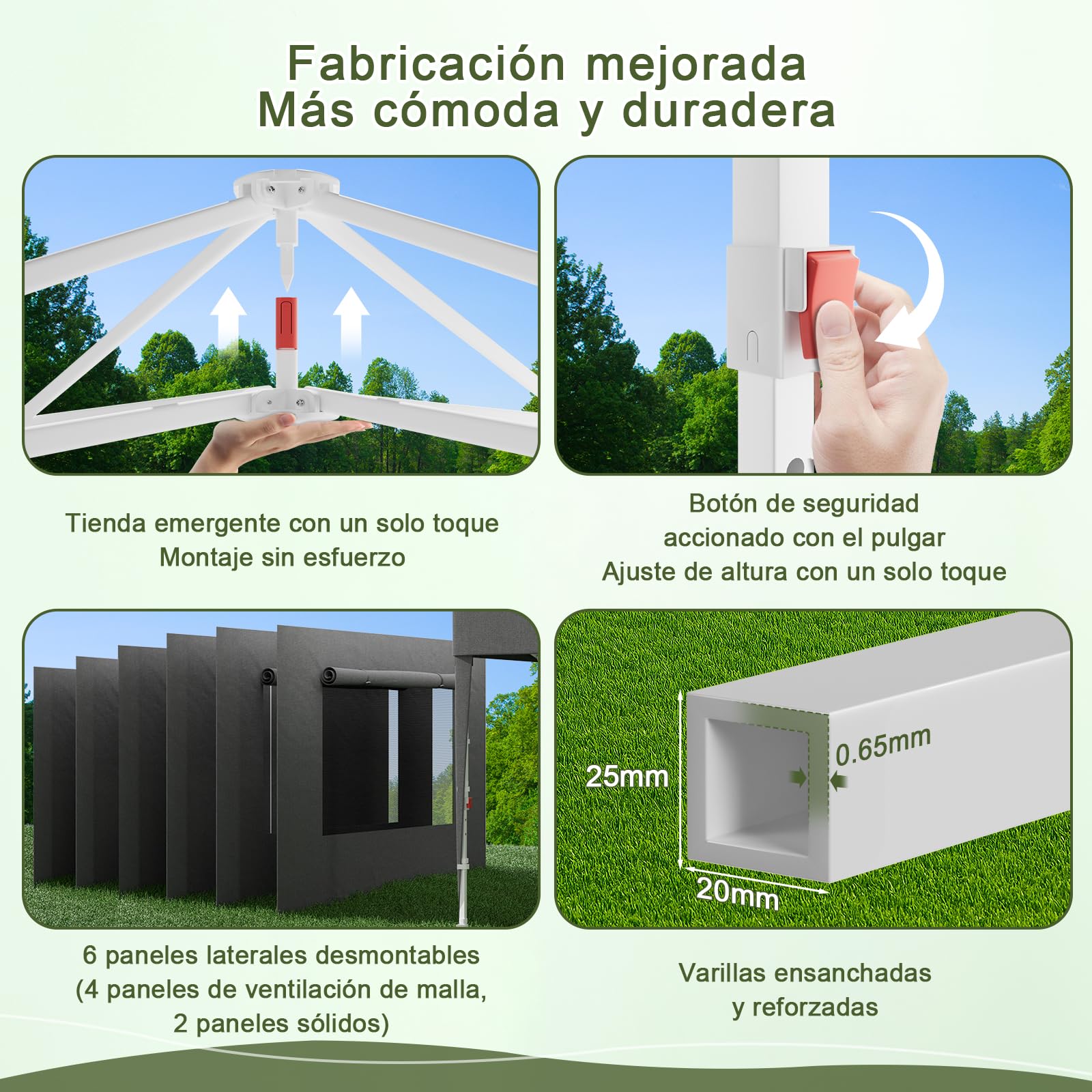 DEVOKO Carpa plegable con ventanas de malla ventilada,pabellón impermeable y resistente al invierno de3x6m,carpa plegable con laterales, protección UV50+carpa para fiestas en jardines patios y camping