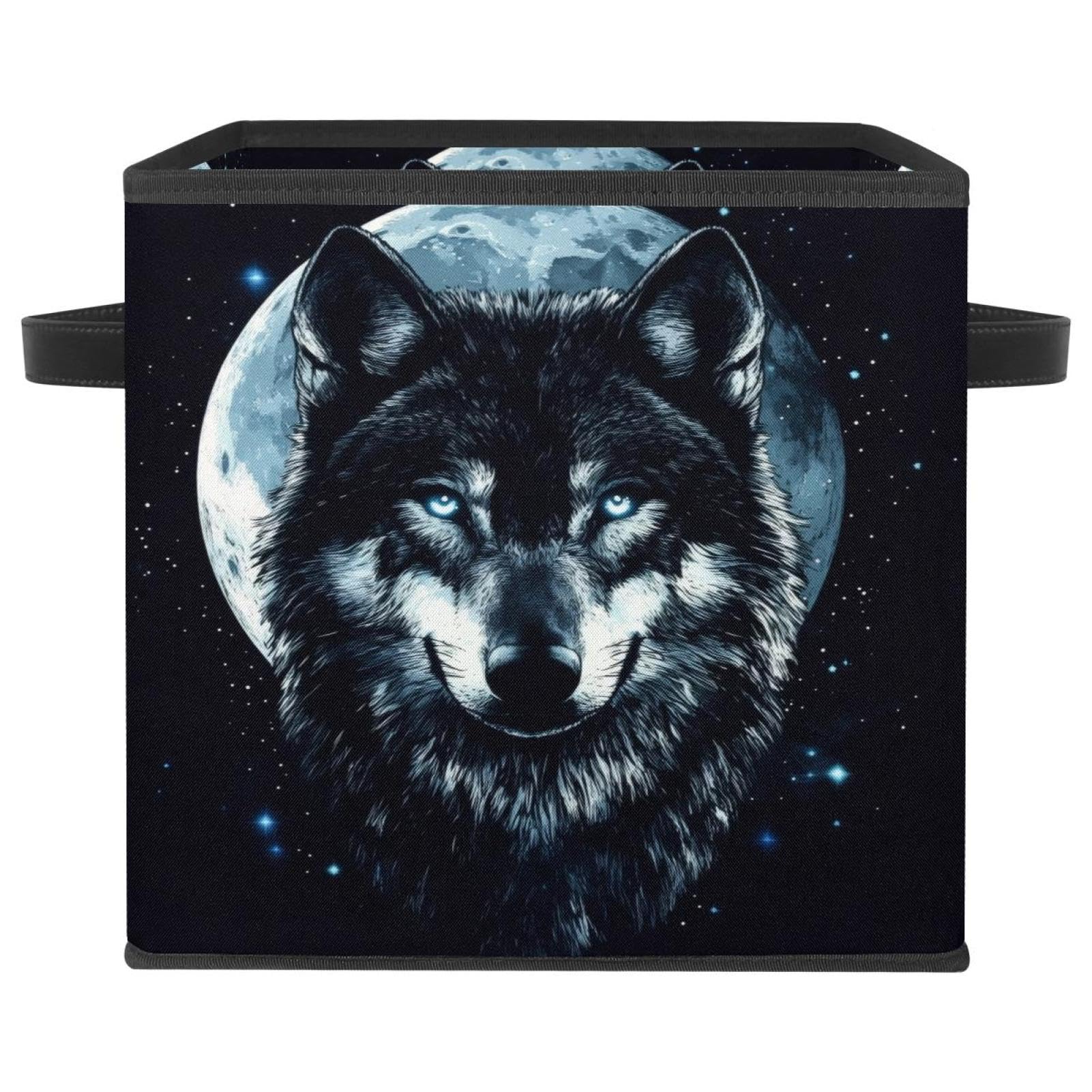 Boîte de rangement loup noir pliable en tissu Oxford 28cm pour étagère