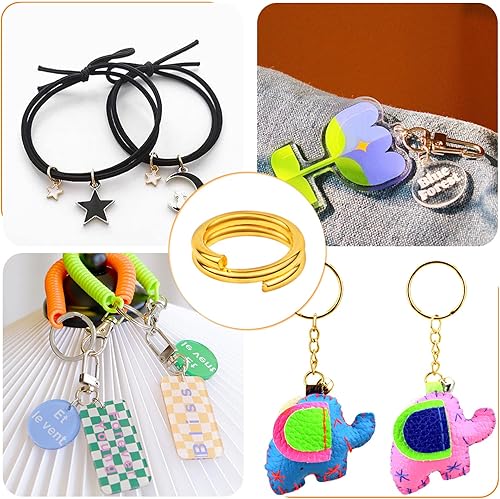 Vista 41 de Aylifu 200 anillos de metal divididos, anillos de salto de doble bucle chapados en níquel de 0.63 pulgadas, pequeños anillos de llavero de cristal