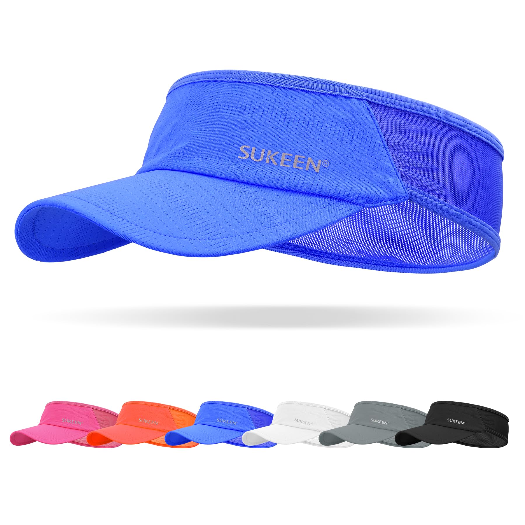 Sukkeen Quick Drying Sun Hat, UPF 50+ UV Protective Visor for Women & Men, Elastic Visor with Breathable Sweatband, Sport Hat for Running, Golf, Tennis, Cycling