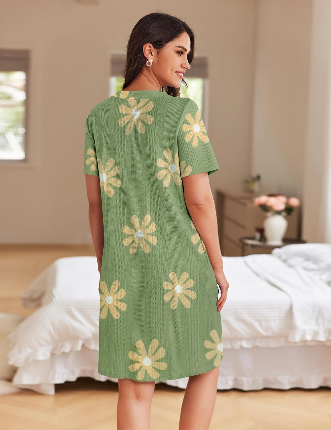 Ekouaer Women Zipper Robes Short Waffle Bathrobe Lightweight House Coat with Pockets Ladies Loungewear S-3XL - Image 4