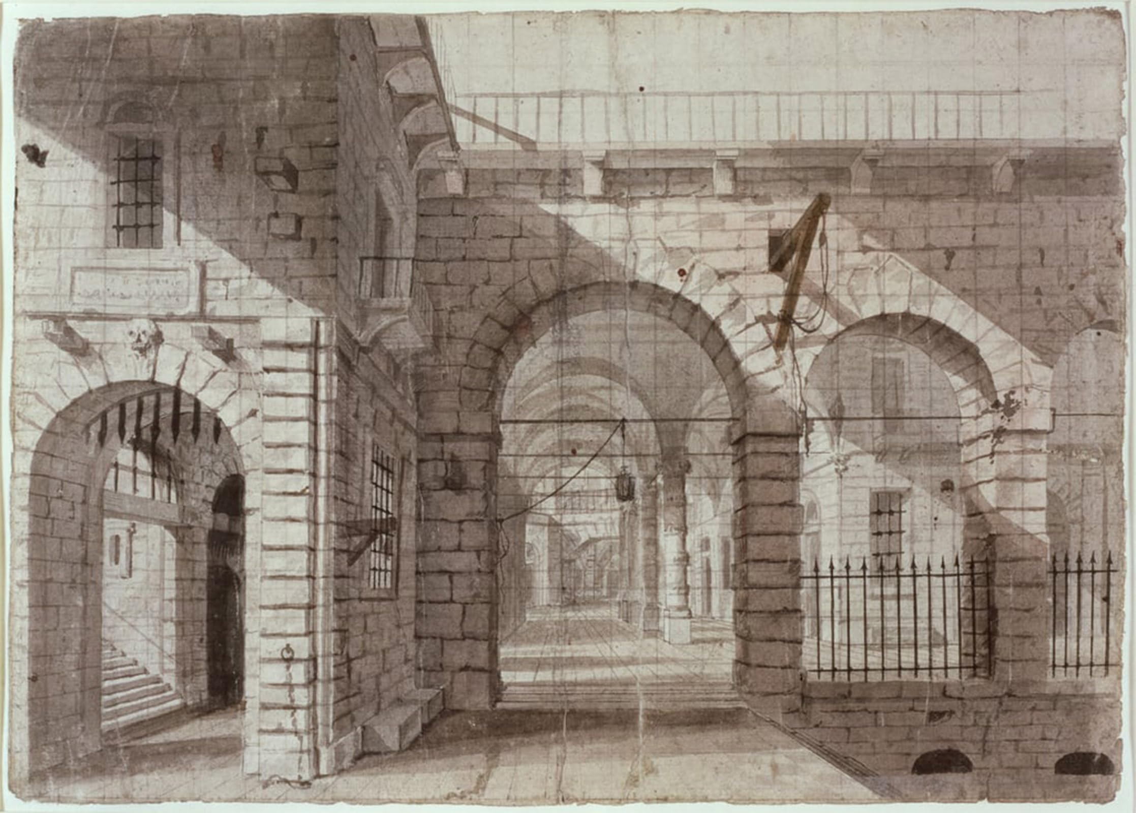 POSTERIIk Famous Modern Artwork Art Mural Newgate Prison Courtyard by Claude Nattes Oil Paintings Pictures for Home Decor 60x90cm