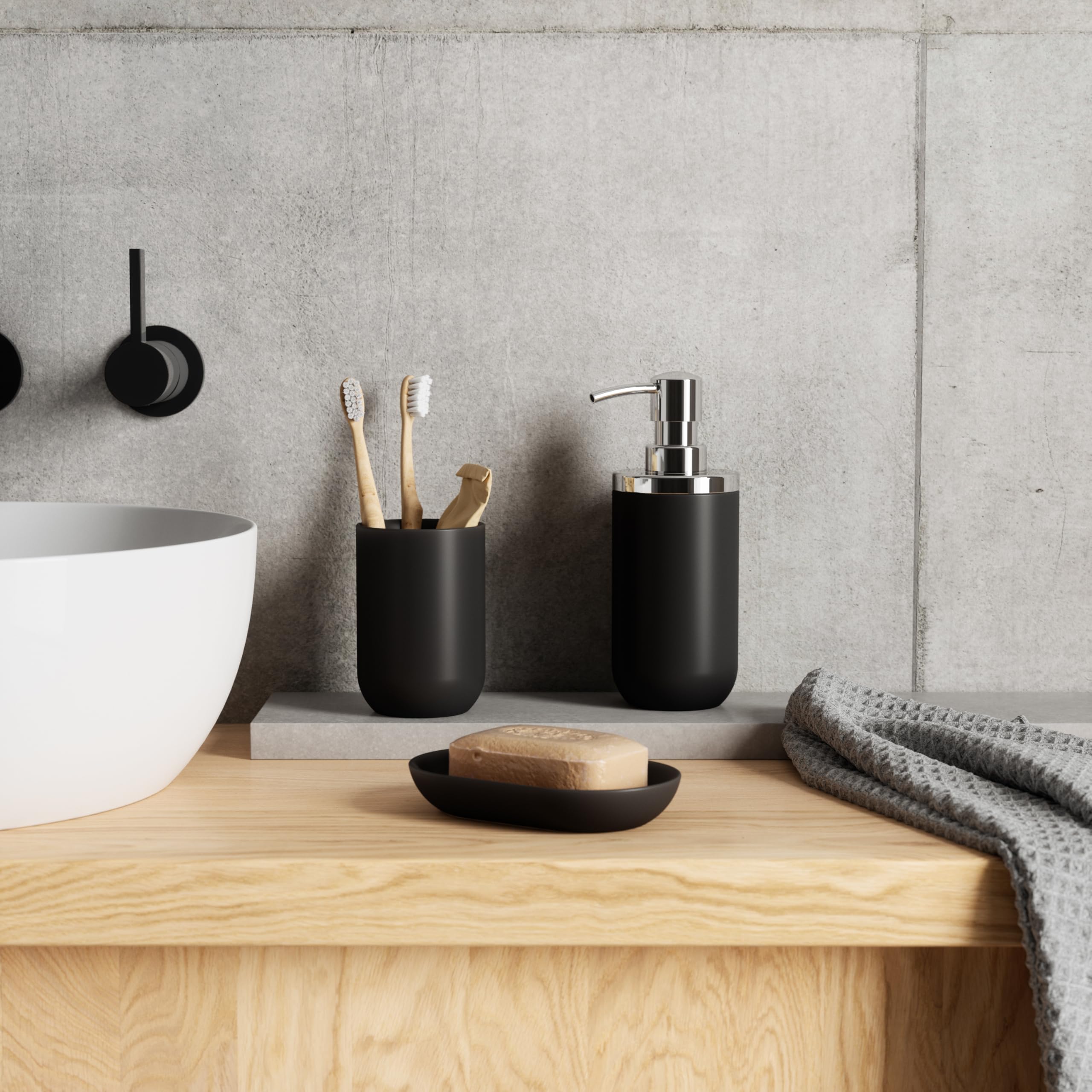 Umbra Junip Vaso para baño, Resina, Negro