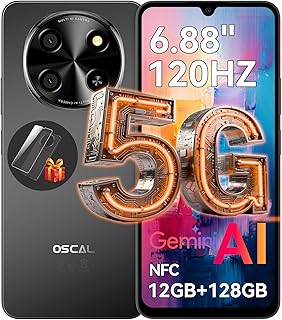 OSCAL Tiger 8 Mobile Phone 5G, 6.88 Inches HD+ 120Hz, Cheap Android 15, Unisoc T8100, 12GB+128GB/2TB TF, 5000mAh/18W, 16M…
