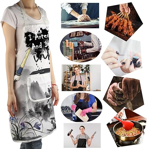 Miniatura 6 de MBMSO Delantal de artista de pintura con bolsillos, regalos para pintores, amantes del arte, regalo para profesores de arte, estudiantes, pintor,