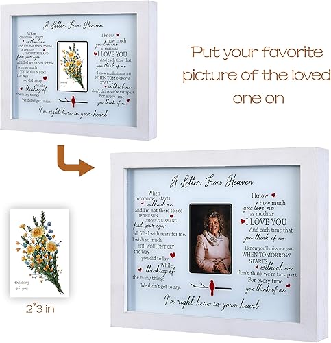 Miniatura 5 de Paquete de 2 cajas de sombra conmemorativas LED de condolencias de WOODEXPE con marco de fotos de recuerdo, regalos conmemorativos para la pérdida