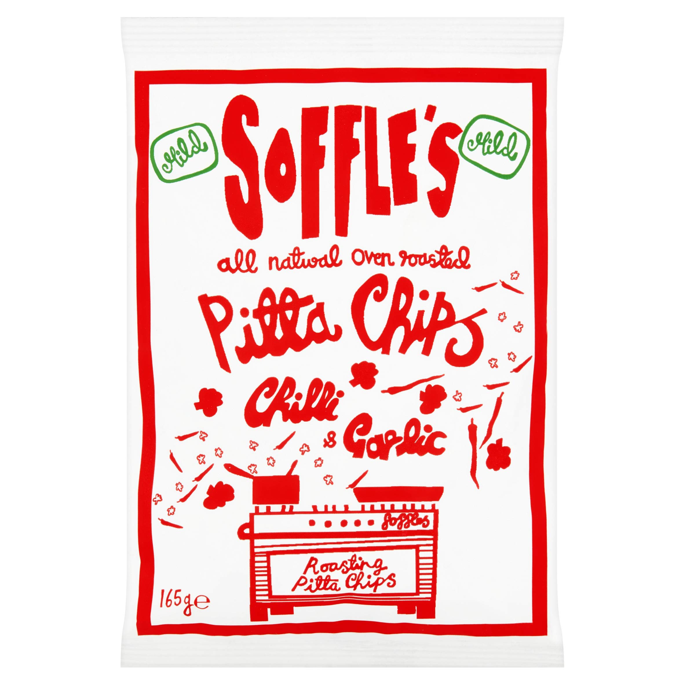 Soffles Mild Chilli and Garlic Pitta Chips Share Bag, 165 g, Pack of 9