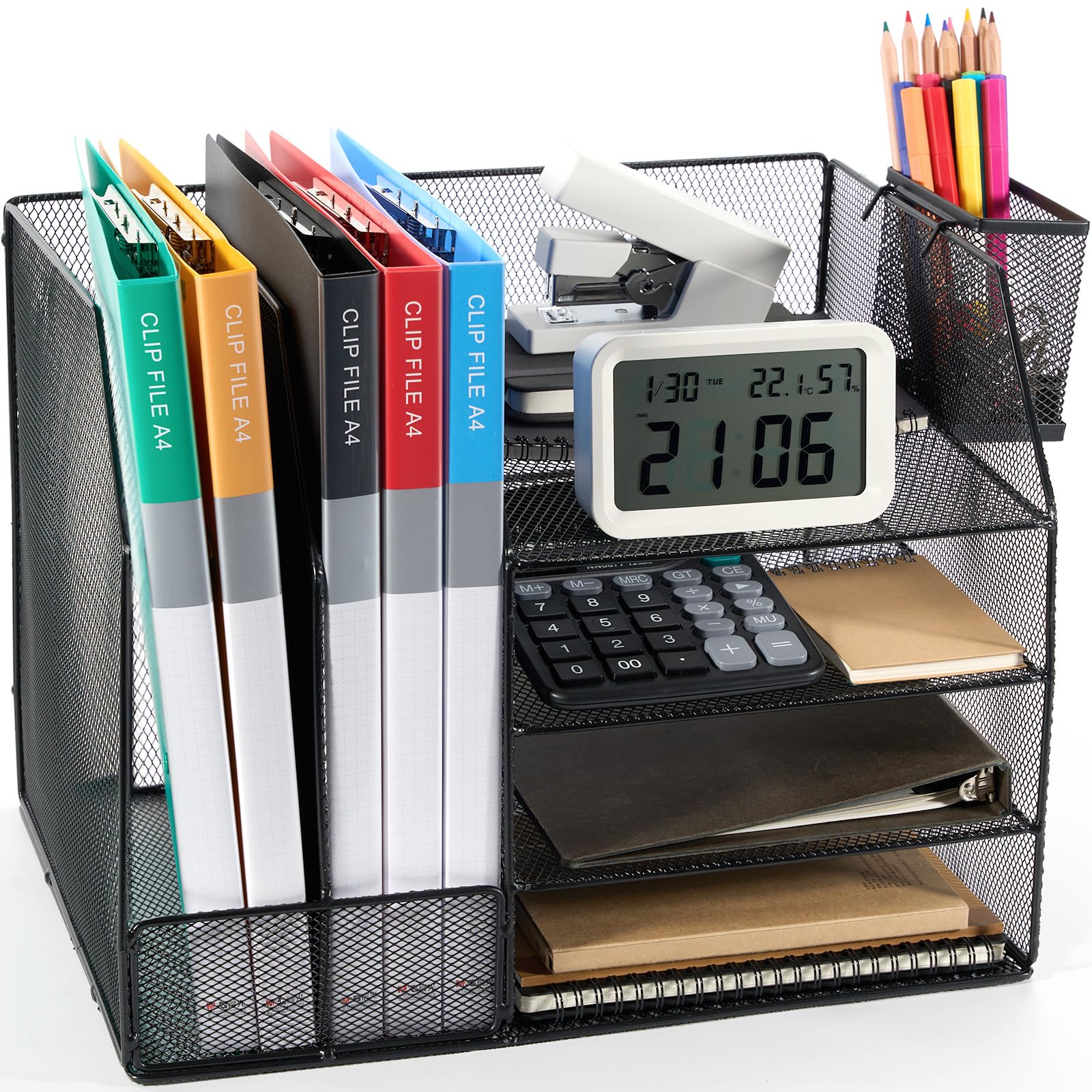Cheerhom Letter Tray, 4-Tier Desk Organiser, Stackable File Organiser, Magazine Sorting Holder, Shelf Desk, Suitable for Storing Files on the Desk
