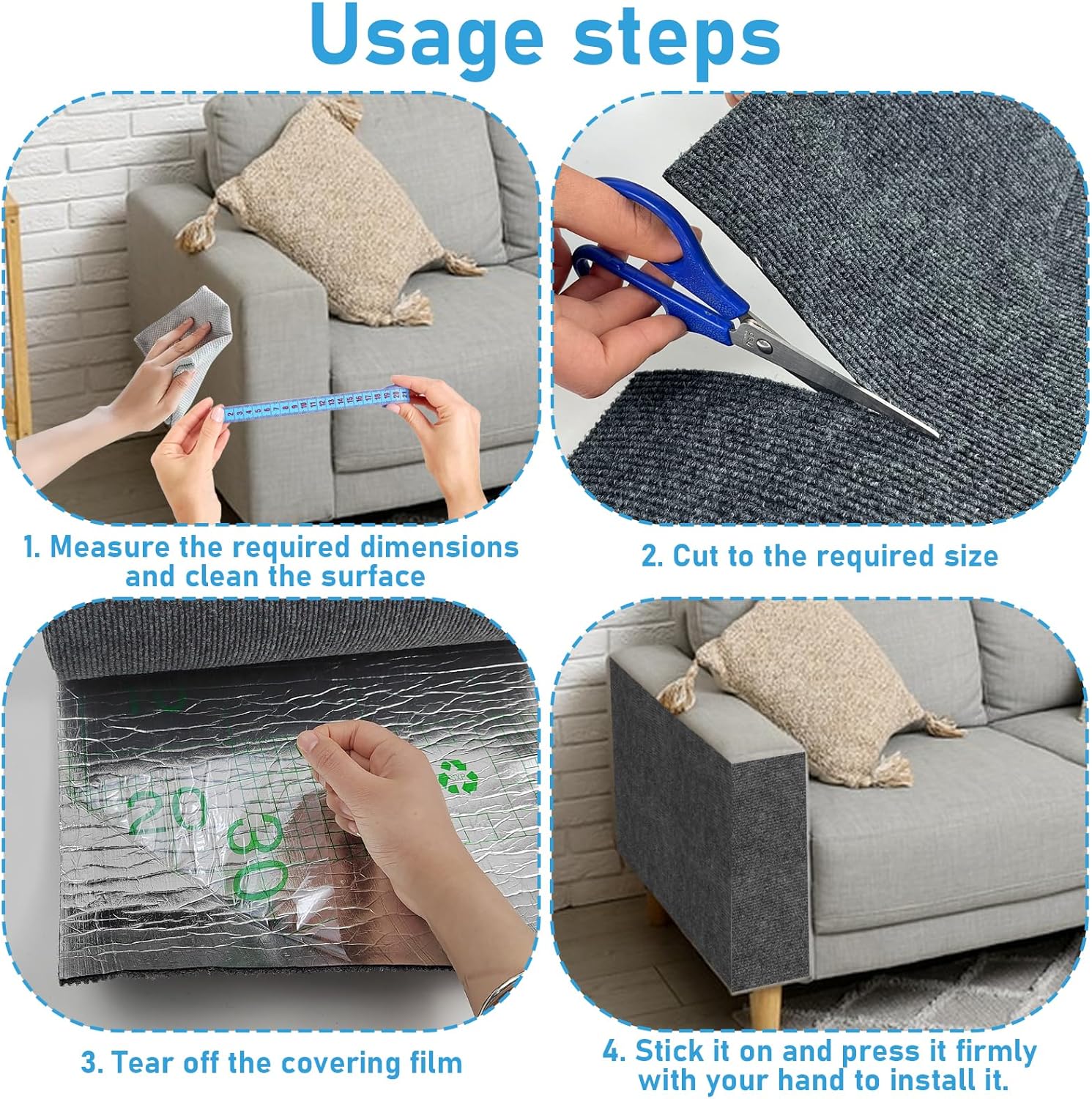 review Trimmable Cat Scratching Post Carpet Covered 78.7”x15.8” Self-Adhesive Cat Tree Shelves Replacement Parts Mat Cat Scratcher for Cat Tree Shelves Steps Couch Furniture DIY Protector(Dark Gary)
