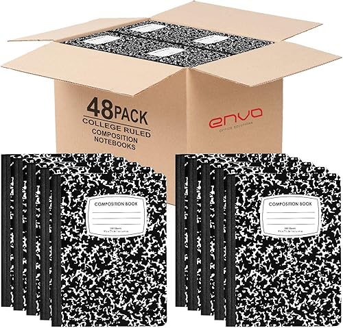 Miniatura 9 de ENVO Cuadernos de composición, cuaderno de composición con rayas anchas, cubiertas de mármol negro, cuaderno de composición, 100 hojas, a granel (2,
