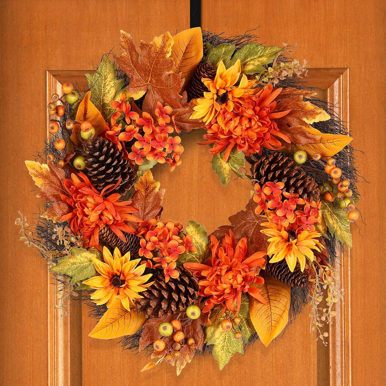 Fall Wreath,Fall Wreaths for Front Door 22 inch Orange
