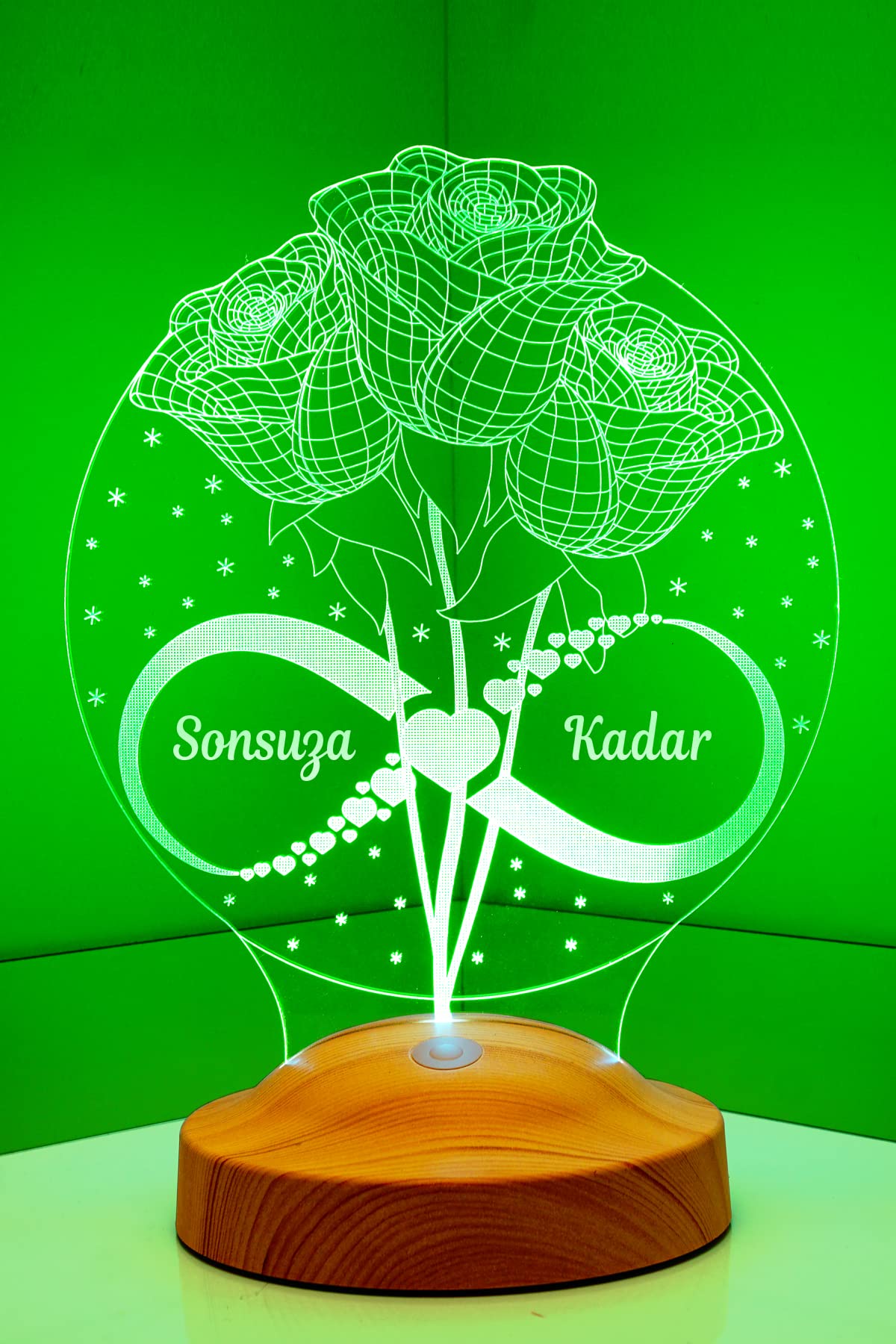 Gül Buketi Dekoratif Hediye, Eşe Hediye, Güller Ve Sonsuzluk, Sevgiliye Yıldönümü Hediyesi 3 Boyutlu Led Lamba