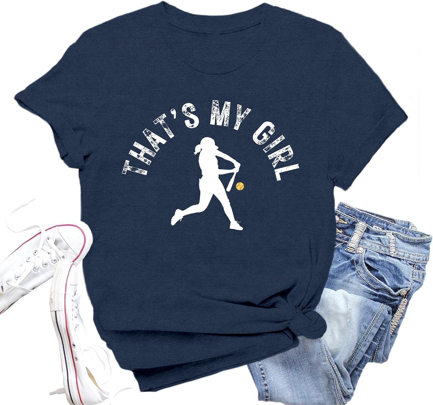 Softball Shirts for Women That's My Girl Baseball Lovers Sports Tee