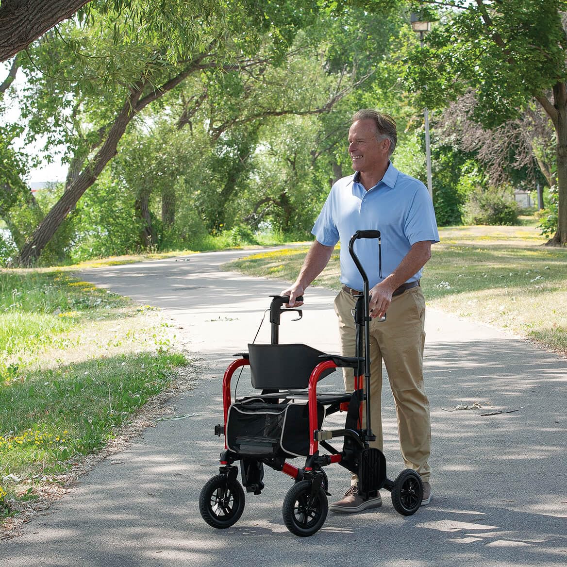 LivingSURETM Rollator Walker & Transport Wheelchair Combo XL, Purple