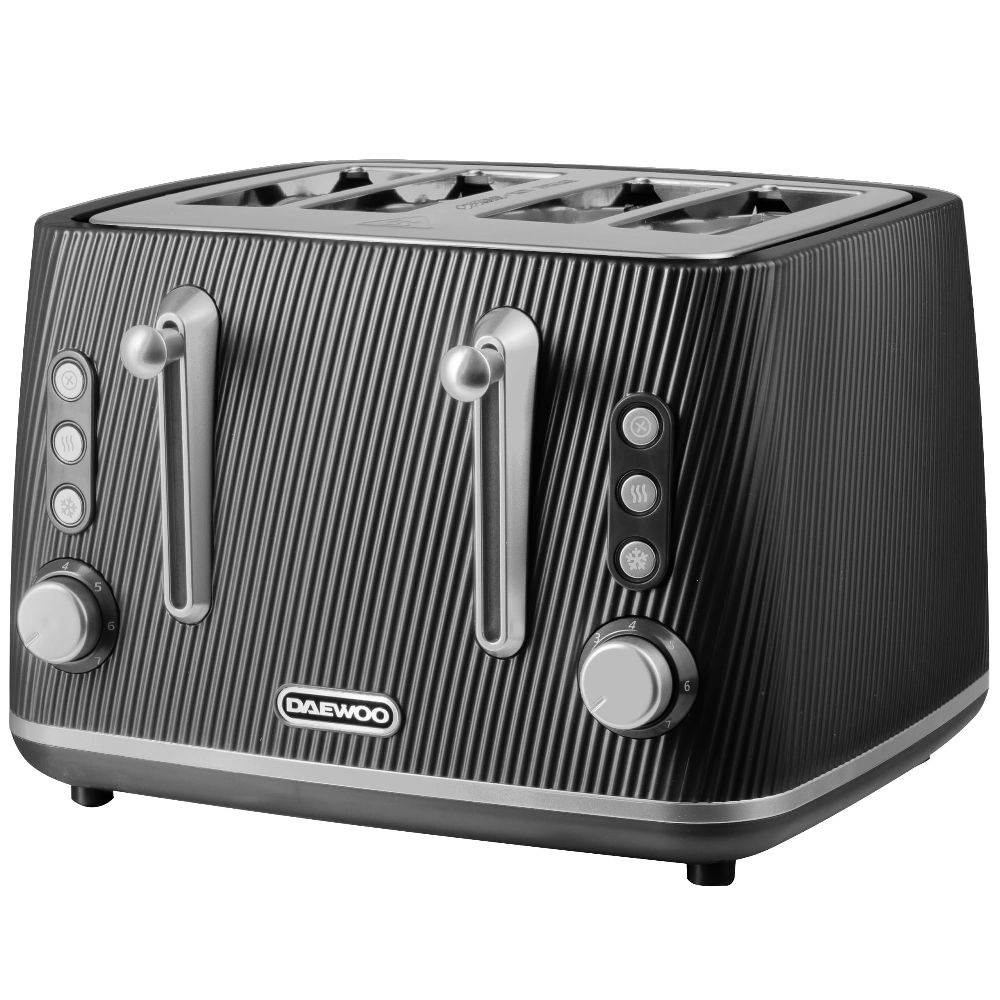 Daewoo Black Cascade 4 Slice Toaster, Textured, Wide Slots, - Sda2779ge