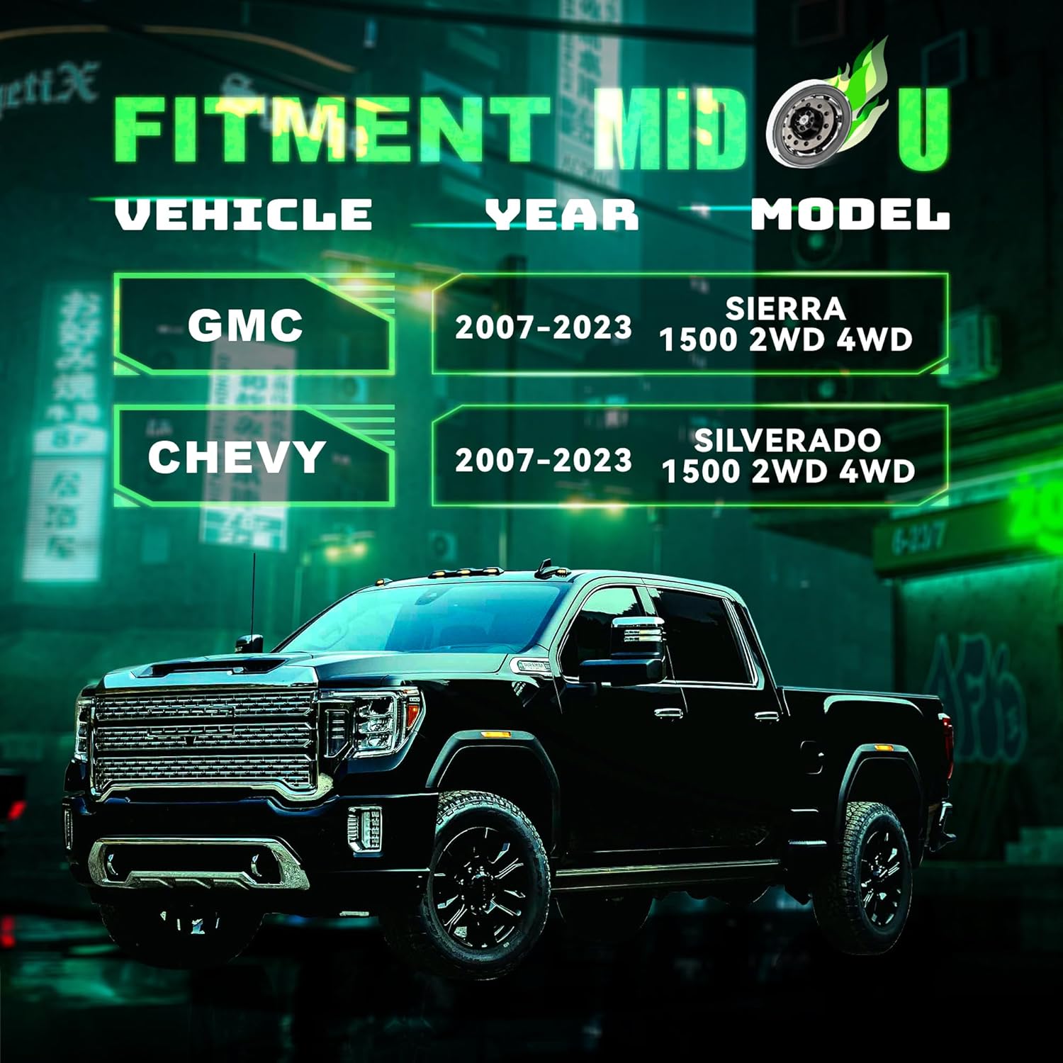 3'' Rear Leveling Lift Kit for 1999-2023 Chevy Silverado 1500 GMC Sierra 1500, 3in Silverado Unique Hammer Tone Powder Coating Finish Rear Lift Block Extended Square U-Bolt