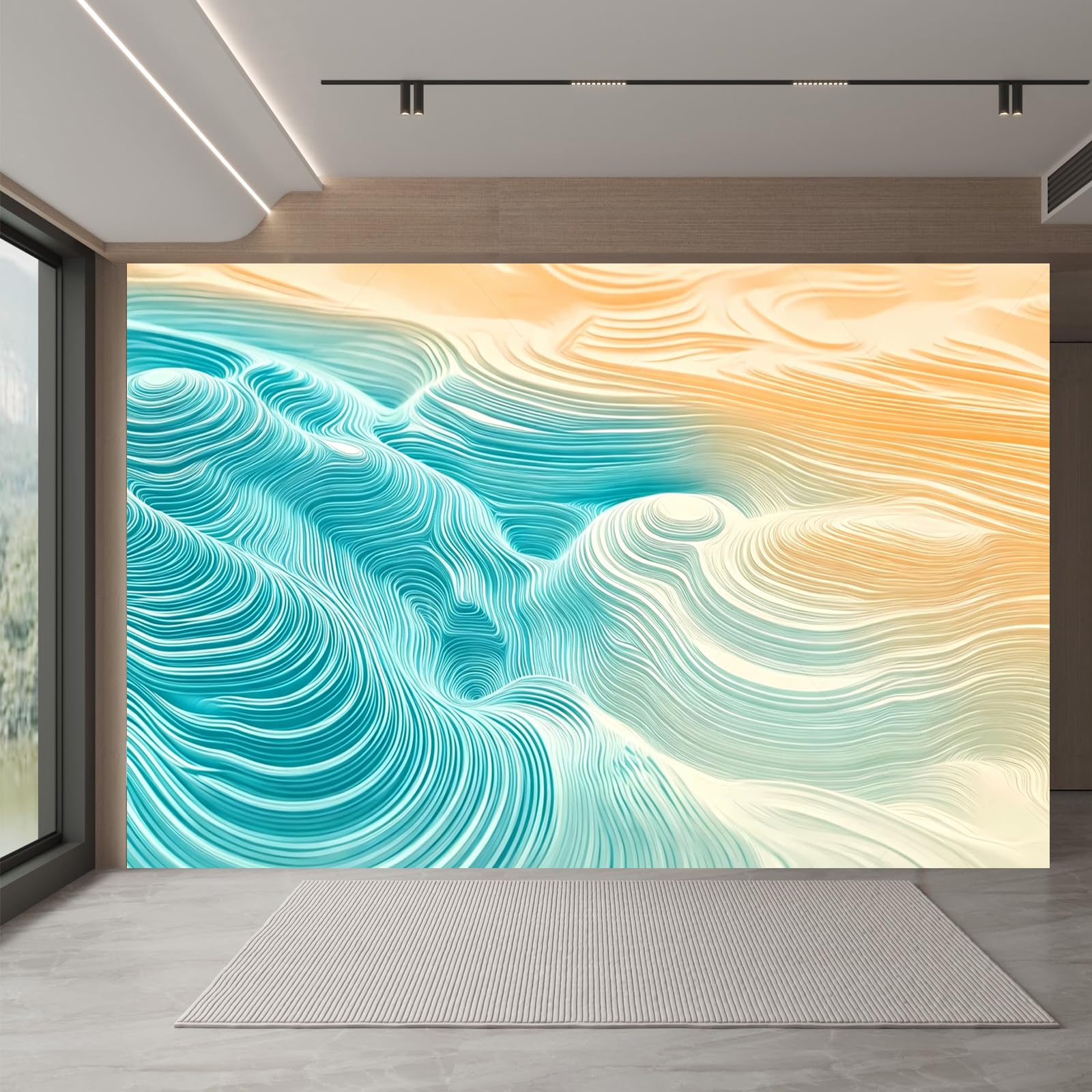 Carta da parati effetto 3D Astratto Moderno 366x 254 cm Murale Non Tessuto Blu Giallo Fotomurale Stampa HD Moderna Poster Per Soggiorno E Camera Da Letto Design 1M3862