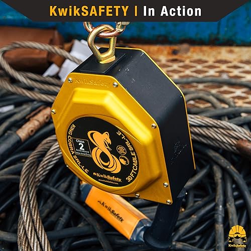 Miniatura 9 de KwikSafety - Charlotte NC - Cobra 30' Línea de vida auto retráctil de borde delantero aluminio ligero Arnés de seguridad Clase 2 Yoyo  Cordón de