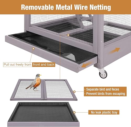 Miniatura 3 de Jaula de pájaros Jaula de periquitos al aire libre Jaula de pajarera de madera grande Casa de jaula de loro interior