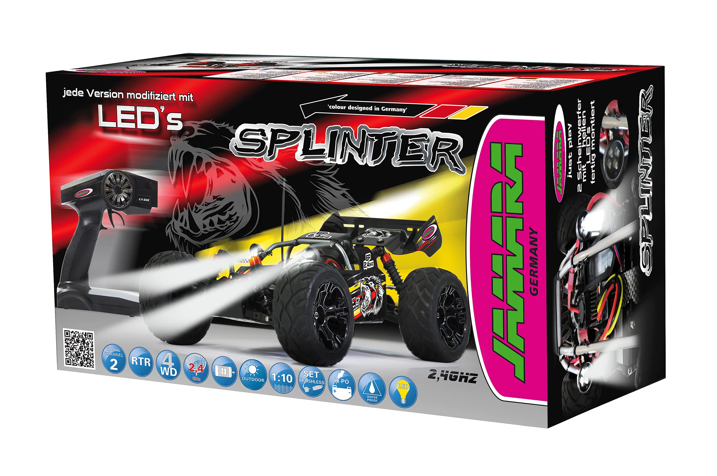 JAMARA 053270 - Splinter EP Macchinina, Scala 1:10, 2.4 GHz con LED
