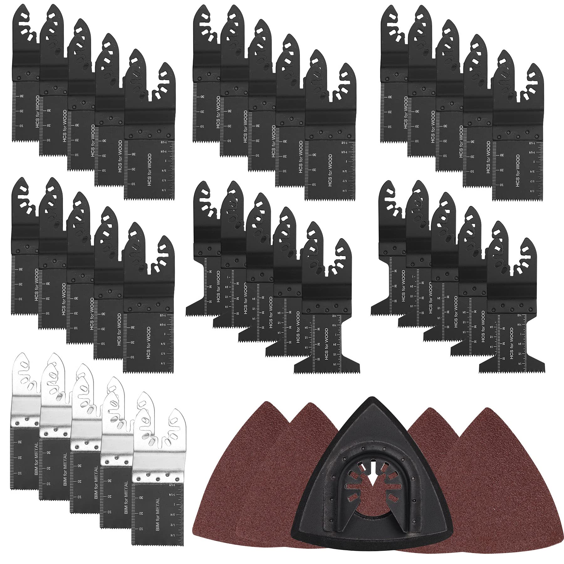 Atyes 56-Piece Wood Oscillating Tool Saw Blades, Professional Universal Multitool Blades Kit, Quick Release Multi Tool Blades Fit for Dewalt Bosch Worx Craftsman Dremel Porter Cable Fein Makita Milwaukee