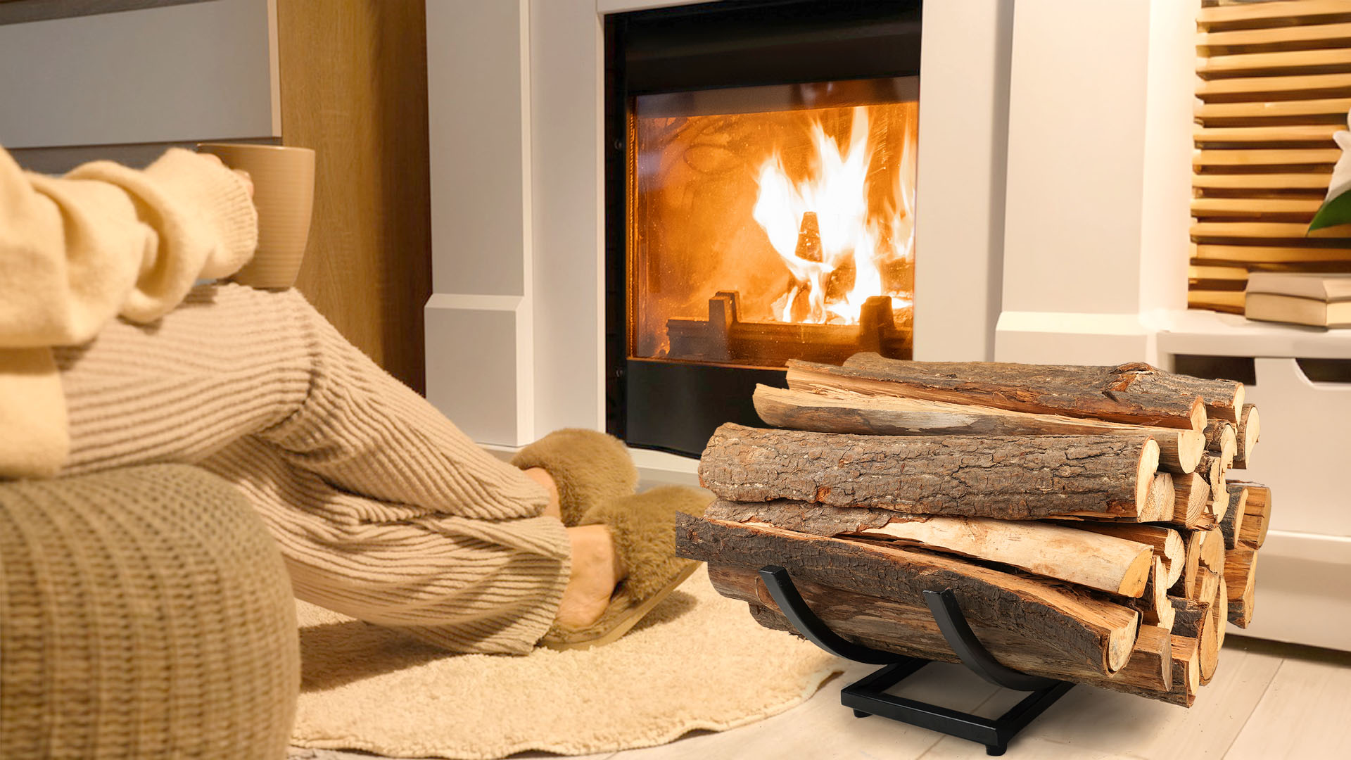 Qiang Ni Fireplace Wood Holder: Fire Wood Storage Shelves for Yard