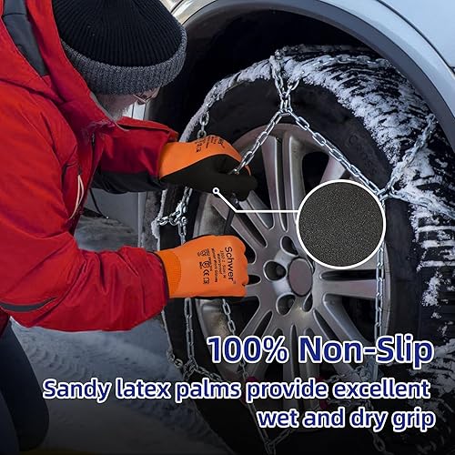 Miniatura 4 de Guantes de trabajo de invierno flexibles 2.0 para hombres, guantes de trabajo 100% impermeables, doble revestimiento de látex para clima frío al