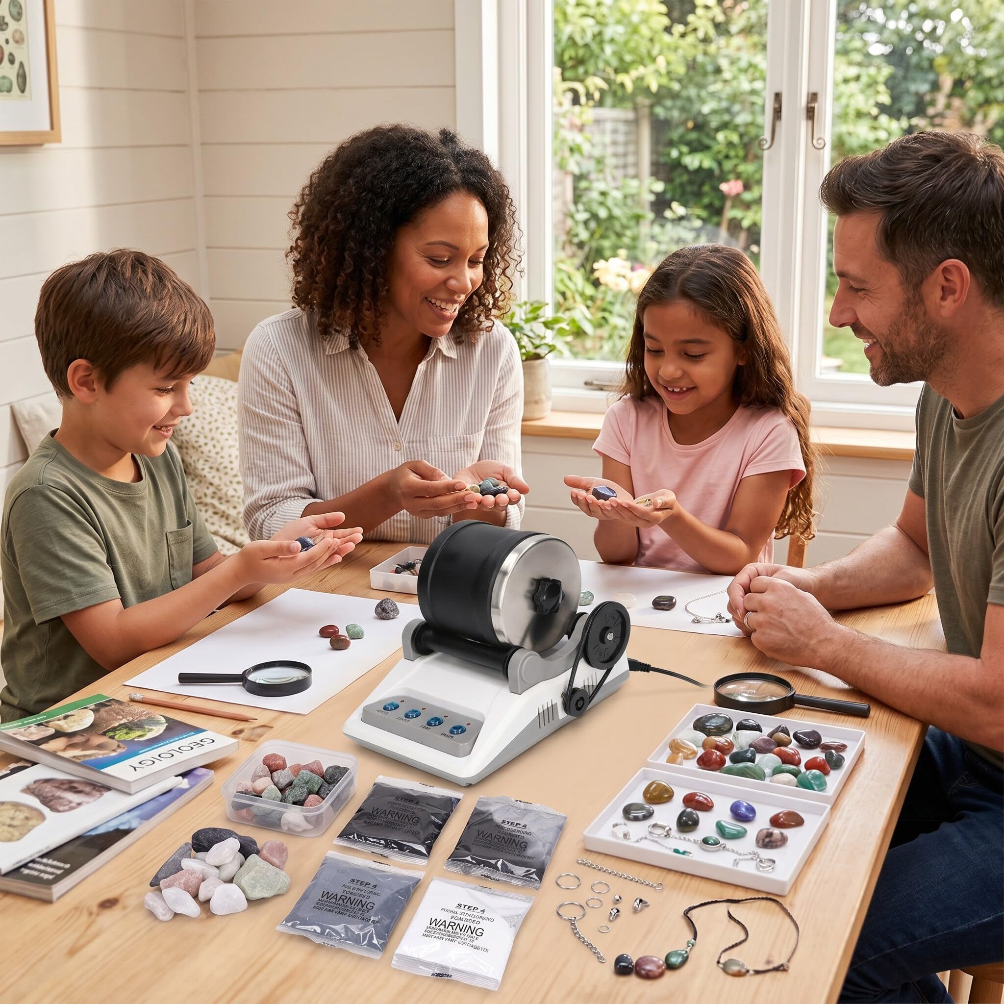 Kit Educativo per Lucidatura Rocce per Bambini ¨C Set Iniziale con Pietre e Graniglia Lucidante per Buratti di Roccia