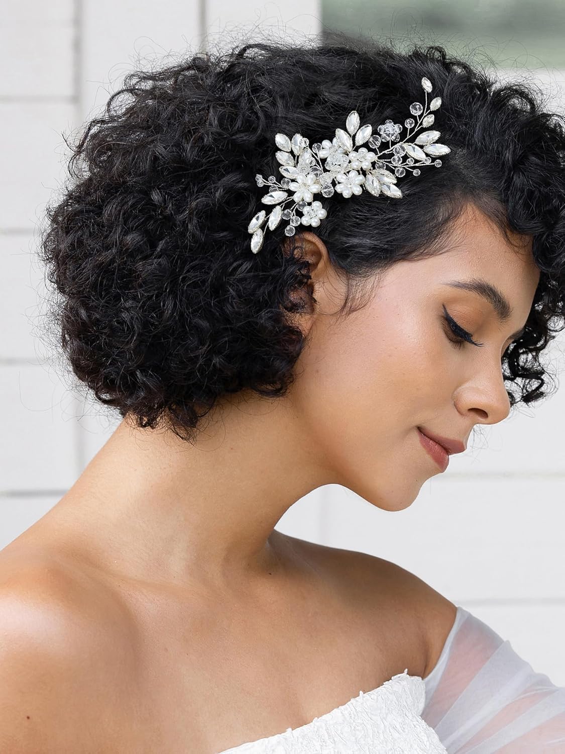 SWEETV Wedding Hair Comb Pearl Bride Hair Pins Flower Hair Piece Rhinestone Bridal Hair Accessories for Women and Girls - Image 2