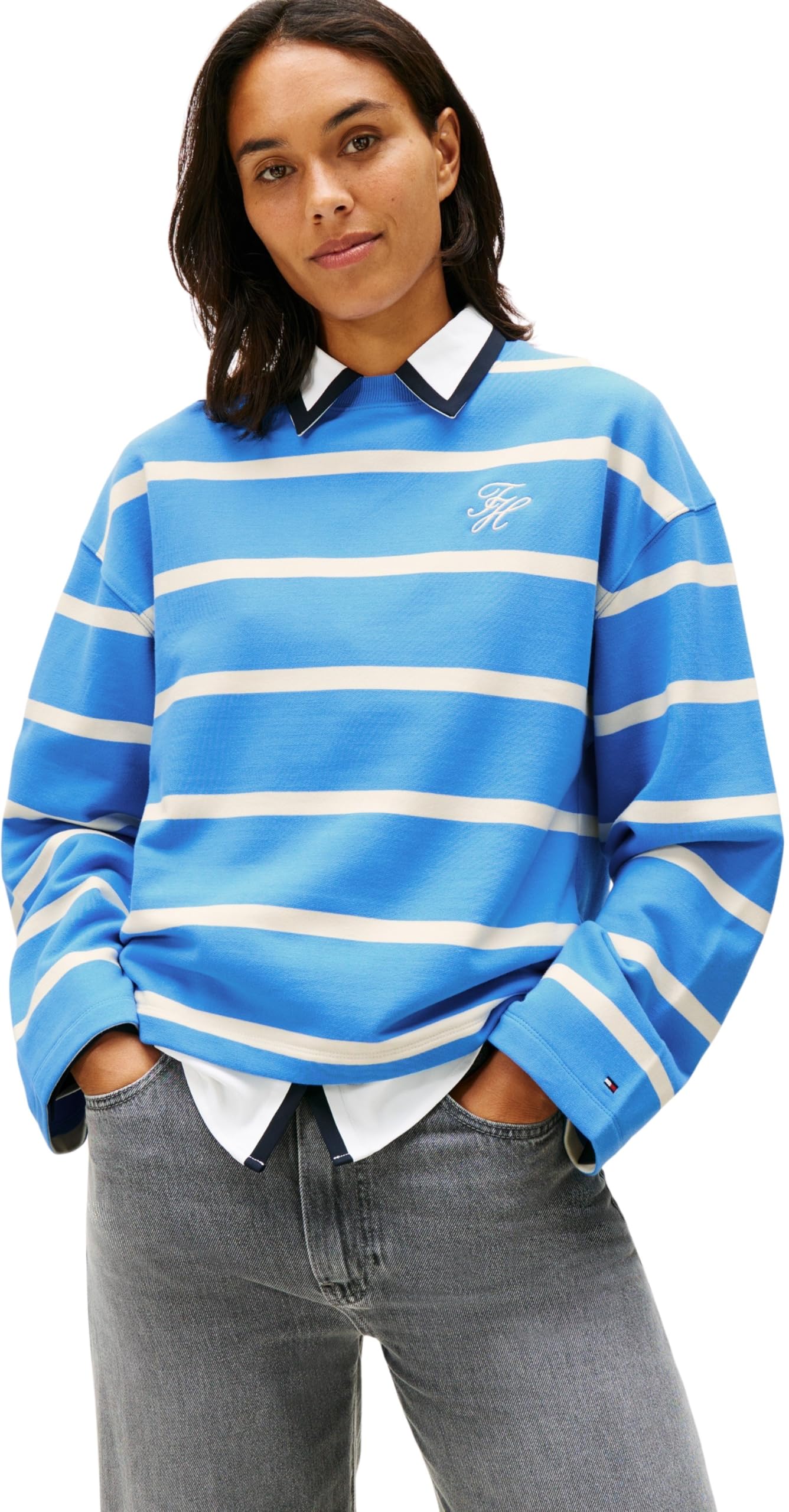 Tommy Hilfiger Damen Th Script Mdrn Terry Swtshrt Ww0ww48431 Pullover-Sweatshirt (1er Pack)