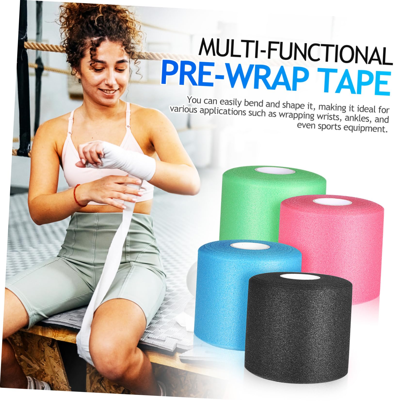CIYODO 4 Rolls Pre Wrap Tapes Athletic Tape Soft Sponge Material Sports Wraps Soccer Baseball
