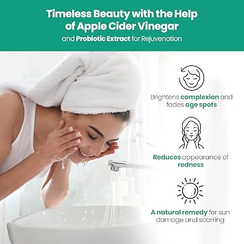 Apple Cider Vinegar Natural Face Wash 2 PK: Exfoliating Gel Foaming Facial Cleanser For Men, Women, Teens and All Skin Types. Cleanses Oily Skin, Calms Acne Breakouts and Removes Makeup, 6oz
