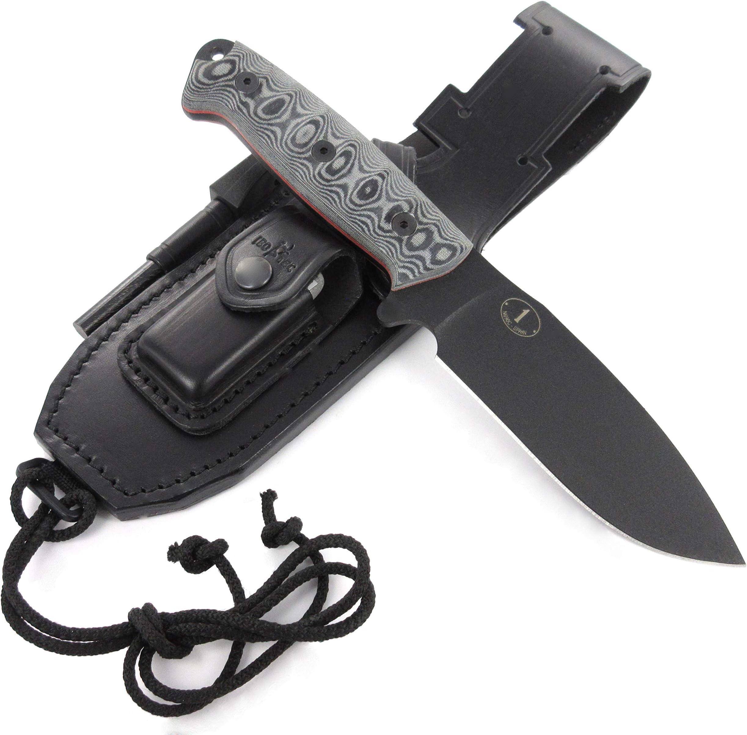 Nº1 Full Tang Bushcraft Knife with Leather Sheath for Survival Hunting Camping Outdoor Activities - BOHLER N690C Stainless Steel, 4.53" Fixed Blade - Handmade