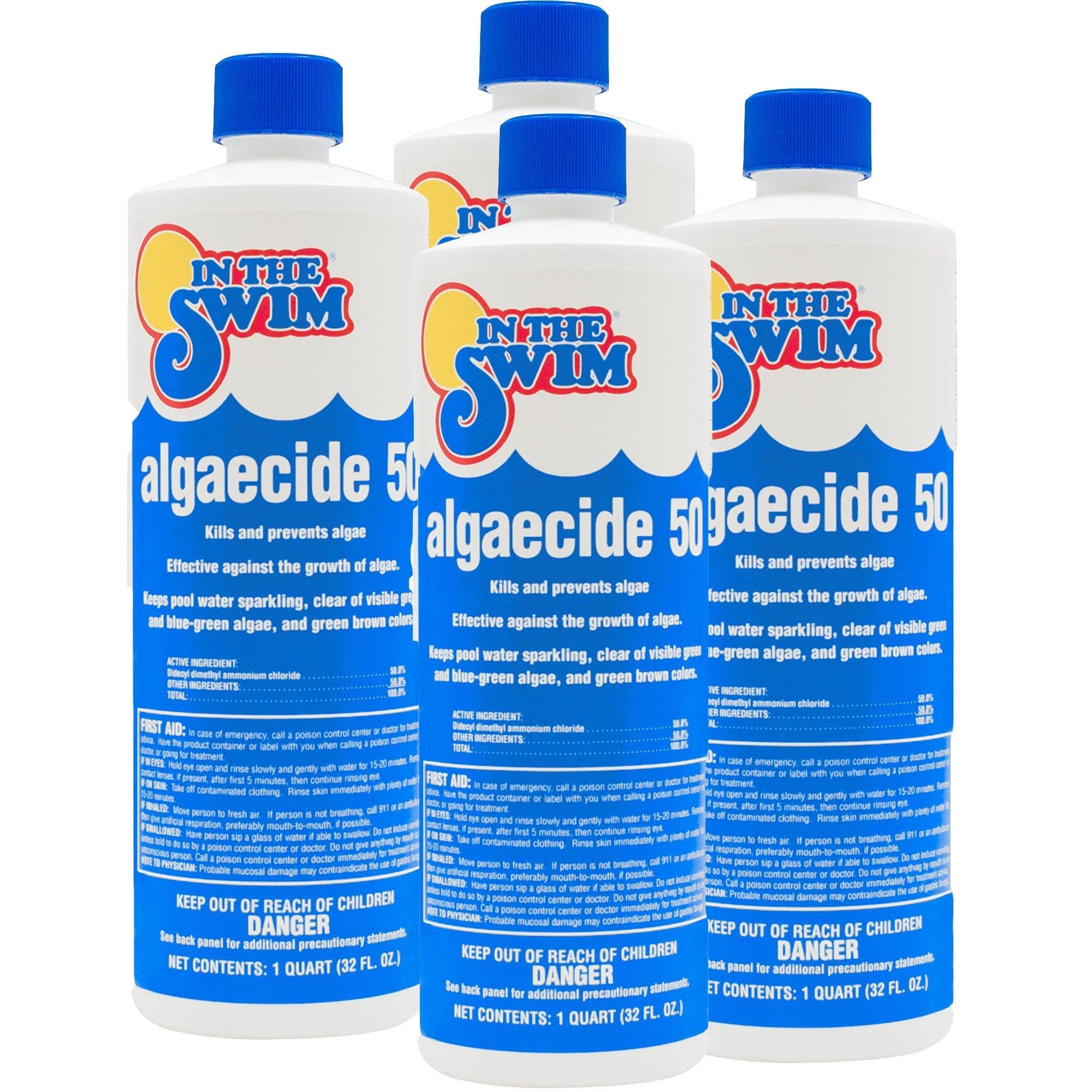 In The Swim Algaecide 50 for Swimming Pools - Green, Black, and Yellow Algae Treatment for Above Ground or Inground Swimming Pools - 4 Quarts