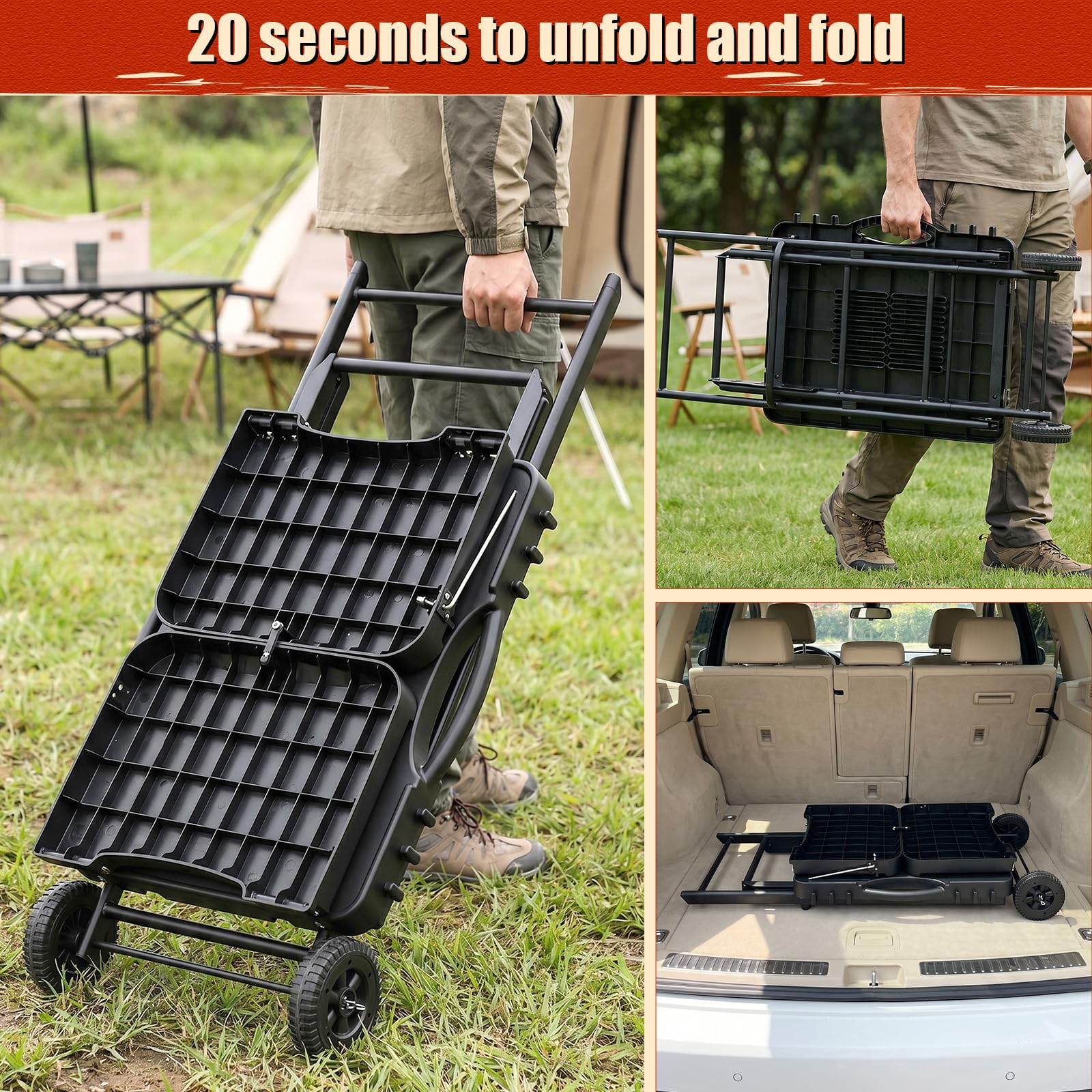 Denmay Carro de mesa para Weber Q100 Q200 Q300 Serie, Enders Urban, Nexgrill, Ninja Woodfire Grill, horno de pizza, Solo Stove, Burnhard Wayne, soporte de parrilla con ruedas para la mayoría de las