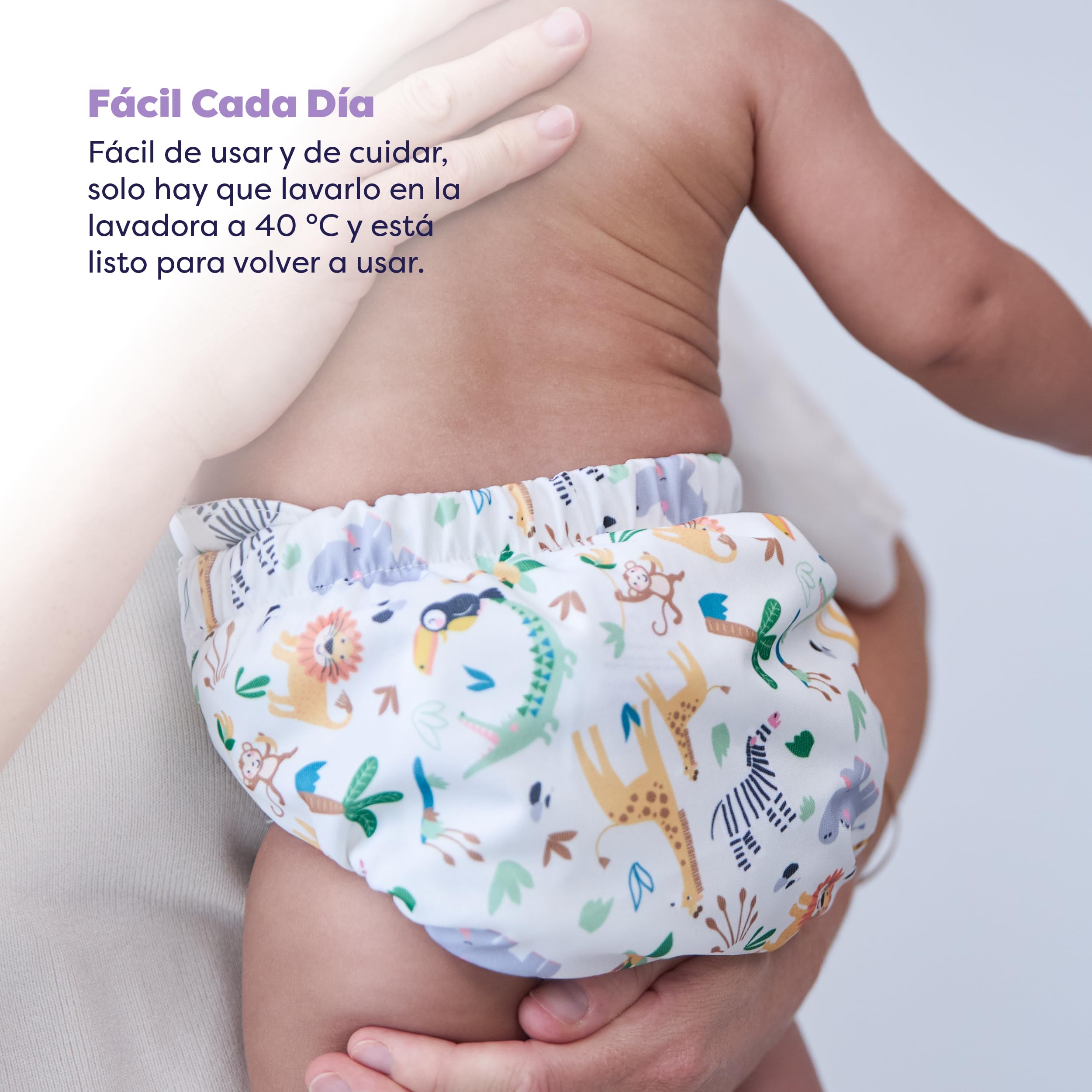 Bambino Mio, paquete de 3 pañales reutilizables revolucionarios (VIDA SALVAJE) - pañales de tela lavables desde el nacimiento hasta el control de esfínteres | certificación OEKO-TEX