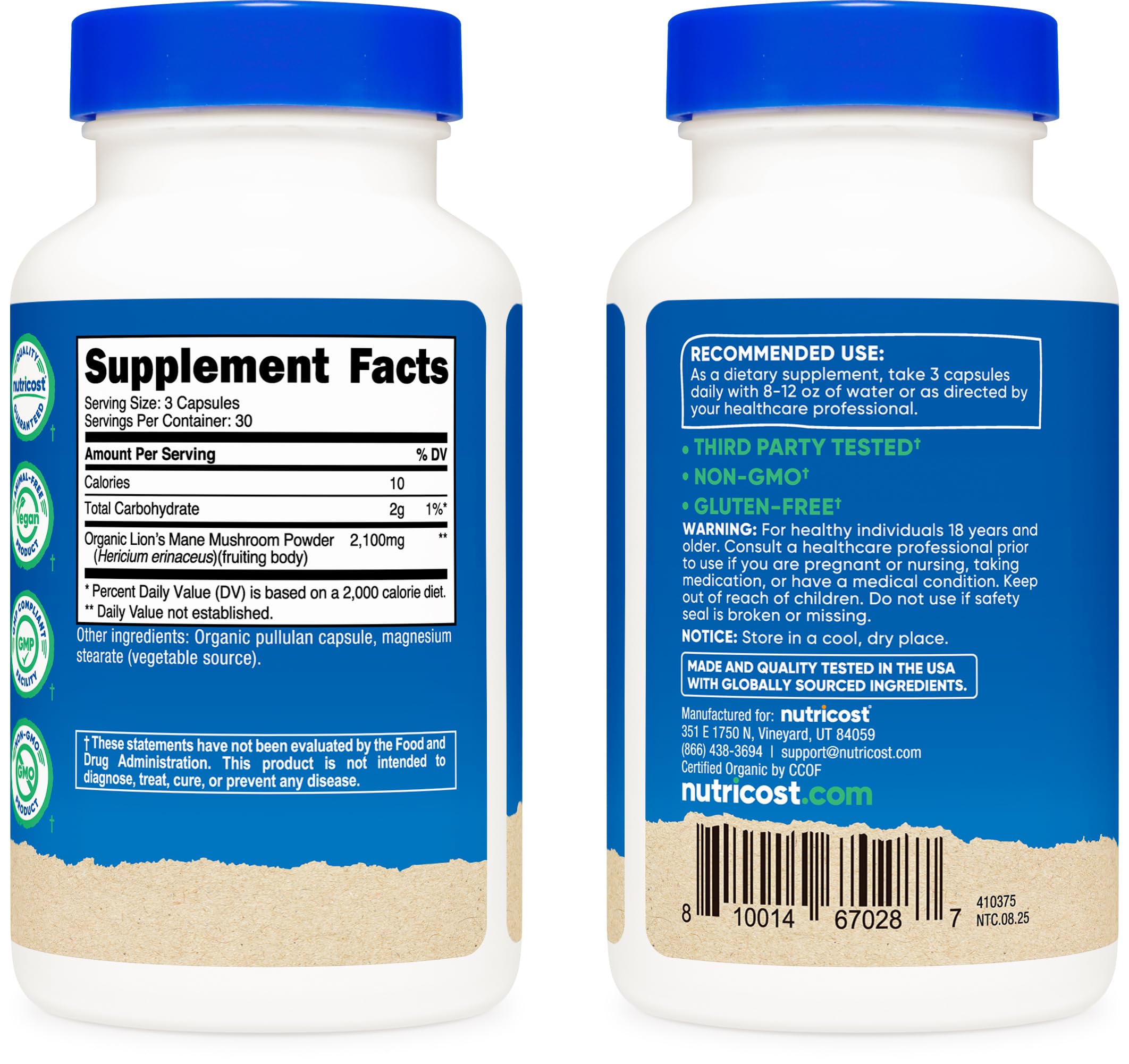 Nutricost Lion's Mane Mushroom Capsules 2100mg, 90 Capsules, 30 Servings — Amazon image 4