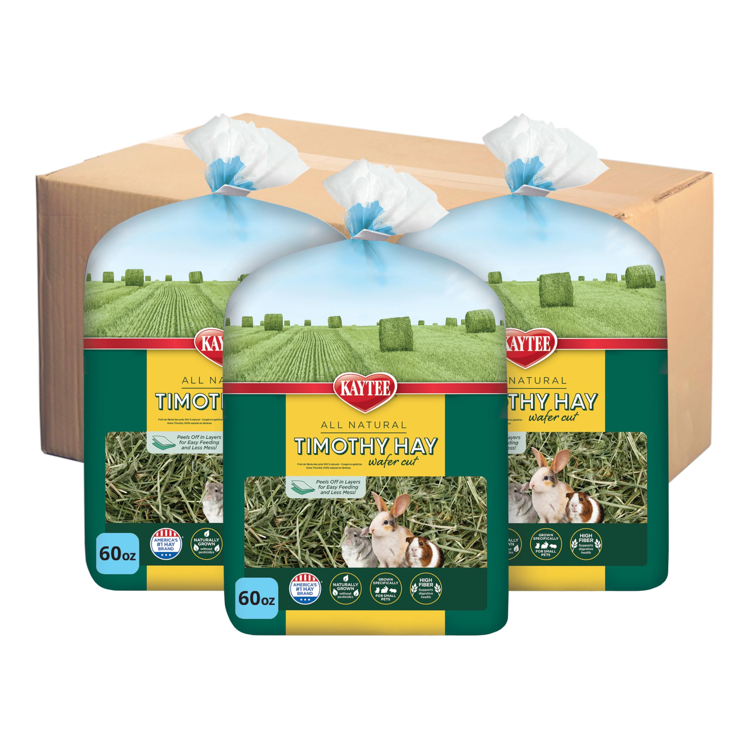 Kaytee Wafer Cut All Natural Timothy Hay for Pet Guinea Pigs, Rabbits & Other Small Animals, 11.25 Pounds