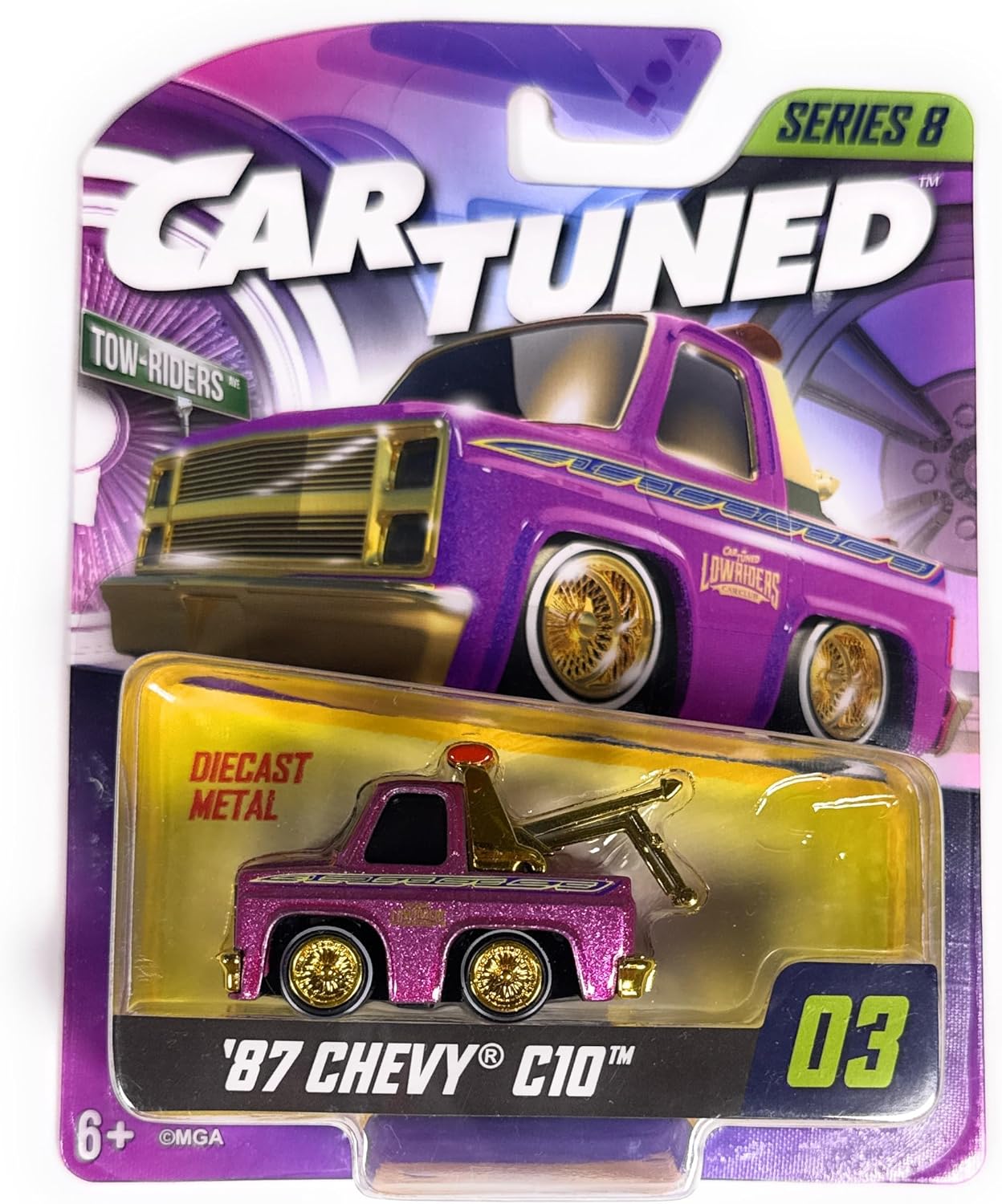 Car Tuned '87 Chevy® C10™ Diecast Metal Truck, Series 8, Tow-Riders, Purple