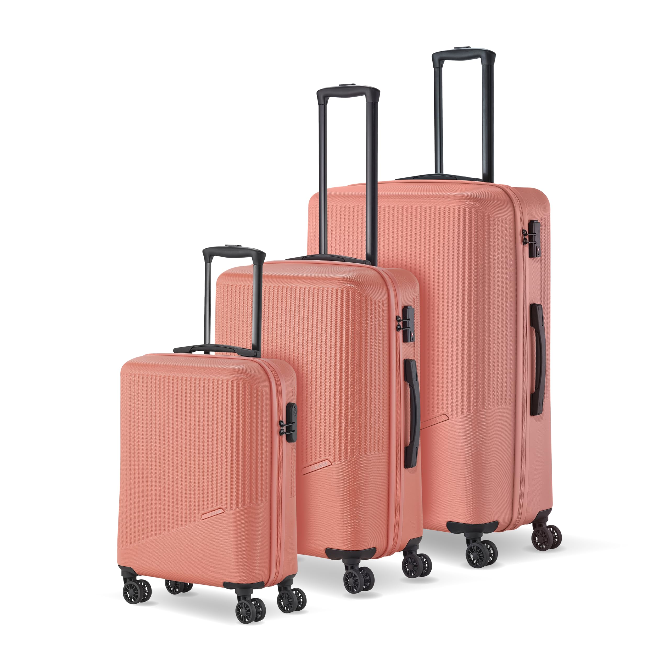 Travelite 4-Rad Koffer Set 3 teilig Größen L/M/S, Gepäck Serie Bali: ABS Hartschalen Trolleys mit TSA Kombinationsschloss (Handgepäck Koffer ohne TSA)