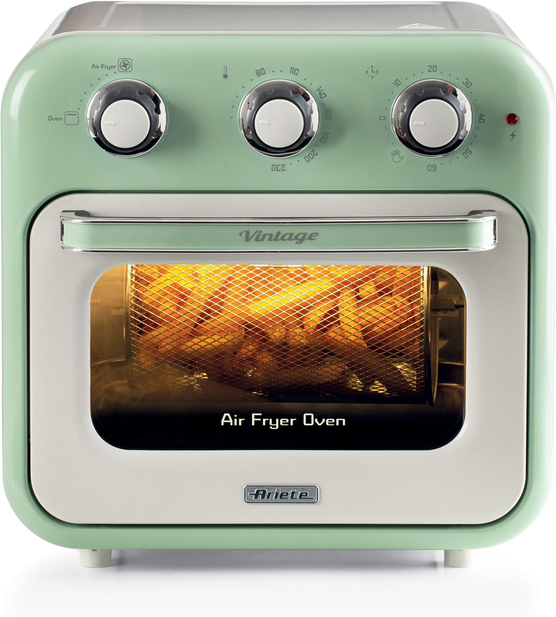 Ariete 4632 Friggitrice ad aria e forno Vintage, 1400W, 2in1, Capacità 16L, Accessori inclusi, Timer 60 minuti, Doppio vetro, Beige