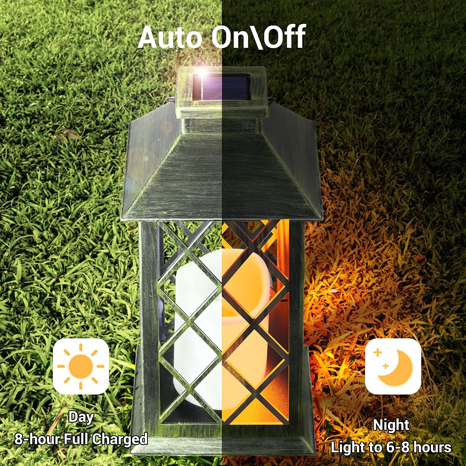 4 Pack Solar Lanterns Outdoor Waterproof, Solar Lights Outdoor Garden, Hanging Lantern Solar Powered with Handle, Flickering Flameless Candle Mission Lights for Patio Yard Deck Pathway Table Fence